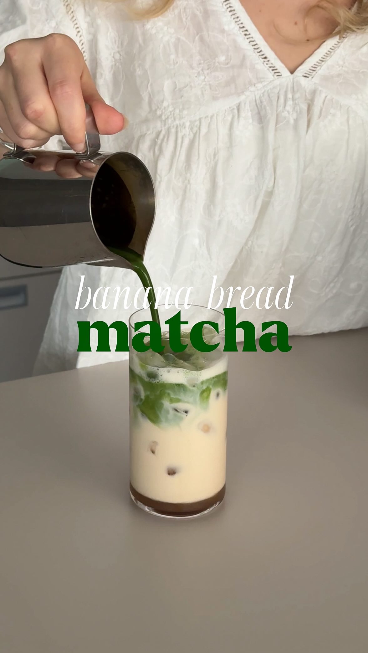 seasonal drinks series: meet our banana bread matcha (also available with espresso as a latte, hot or iced) 🍌💫