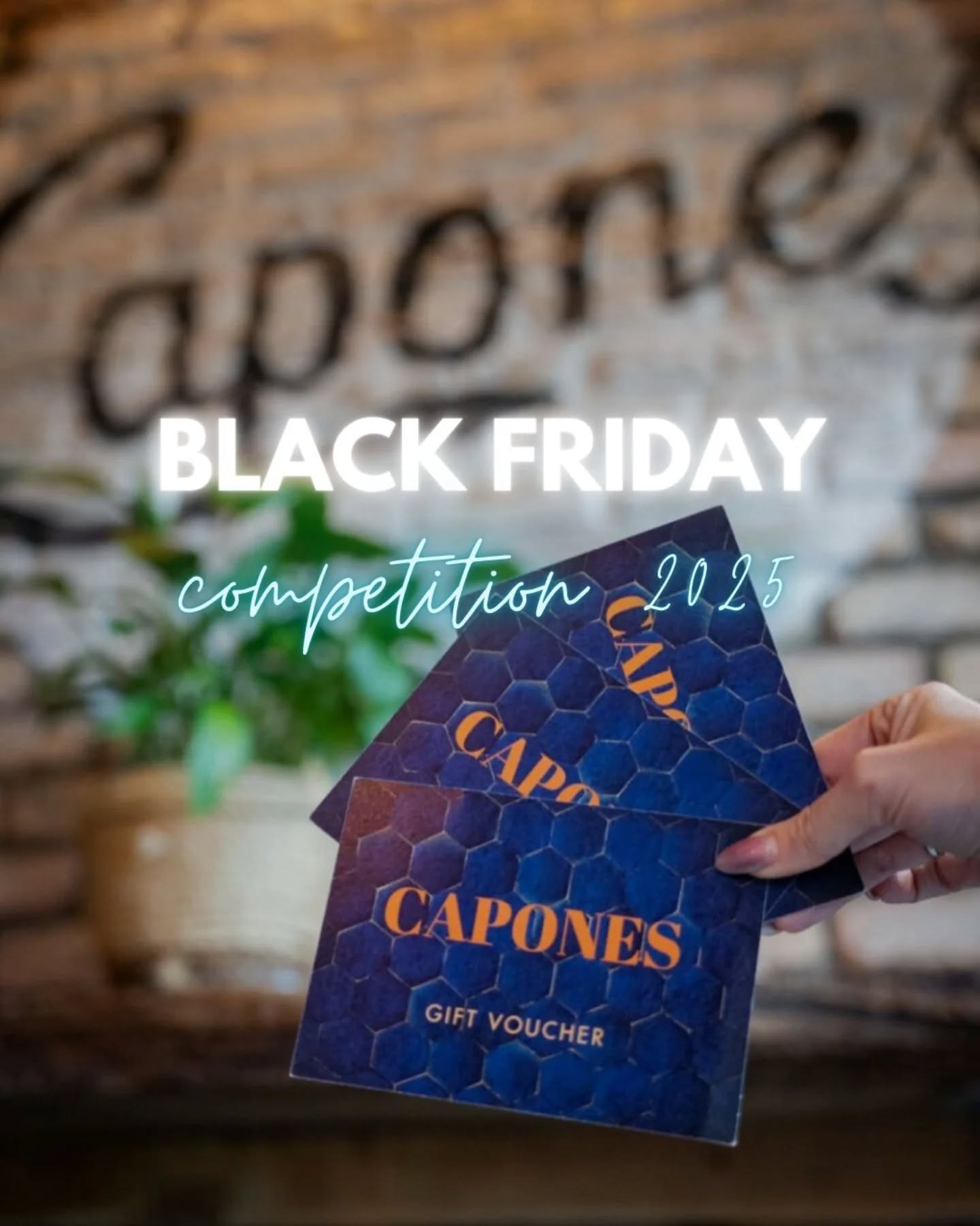 ⭐️ BLACK FRIDAY COMPETITION ⭐️
To celebrate the Black Friday weekend 2025, we’re giving away 3 x €50 Capones Vouchers to three lucky customers! 😉
To enter: head over to our Facebook page.
Winners will be randomly selected and announced on 28th of November 🏆
This promotion is not sponsored, endorsed, administered by, or associated with Facebook.
Capones Gift Vouchers are available at www.capones.ie
⠀
#caponesgalway #restaurantgalway #galway #thisisgalway #wildatlanticway #familyrestaurant #outdoordining #tastyfood #burgersgalway #lunchgalway #dinnergalway #pizzagalway #cocktailsgalway #galwaygrub #knocknacarra #barna #salthill