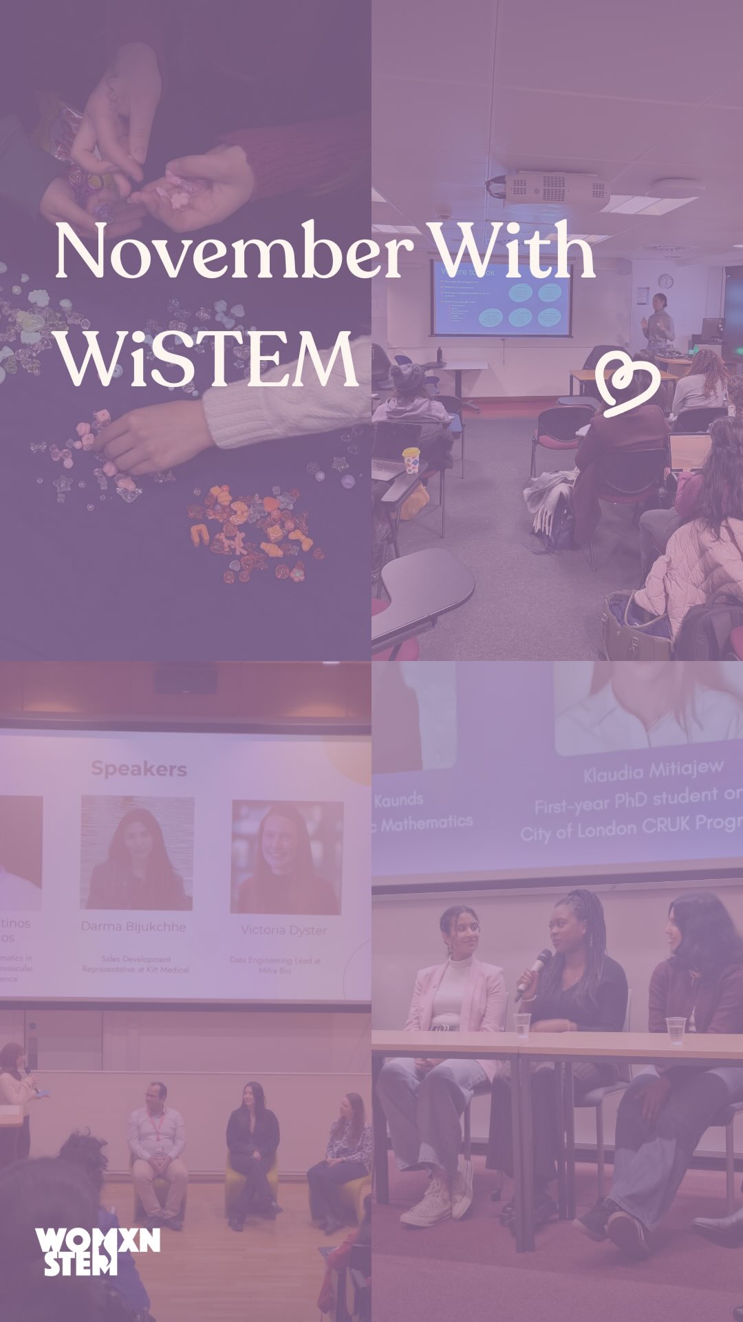 November with WiSTEM ✨
From getting crafty at our phone charm making social to inspiring conversations at the BSA Annual Career Conference, collaborating with Rewriting the Code on how to secure a role in tech, and learning from incredible speakers at our Shaping Your Future in STEM panel 🚀
Thank you to everyone who joined us and helped make November such a great month!