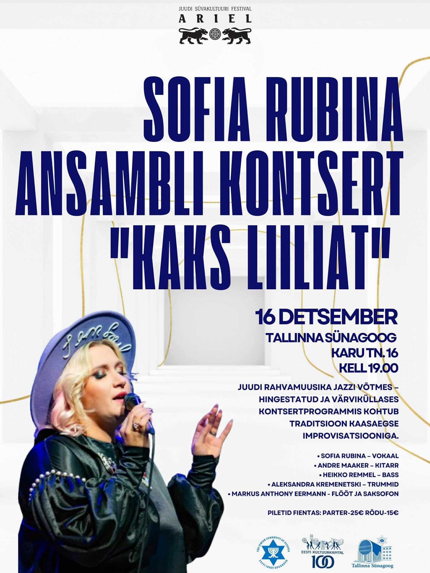 Kutsume teid 16. detsembril kell 19.00 Ariel festivalile.
Minuga koos mängivad kaunist muusikat Andre Maaker, Heikko Remmel, Markus Eermann ja Aleksandra Kremenetski. 🫶🏻