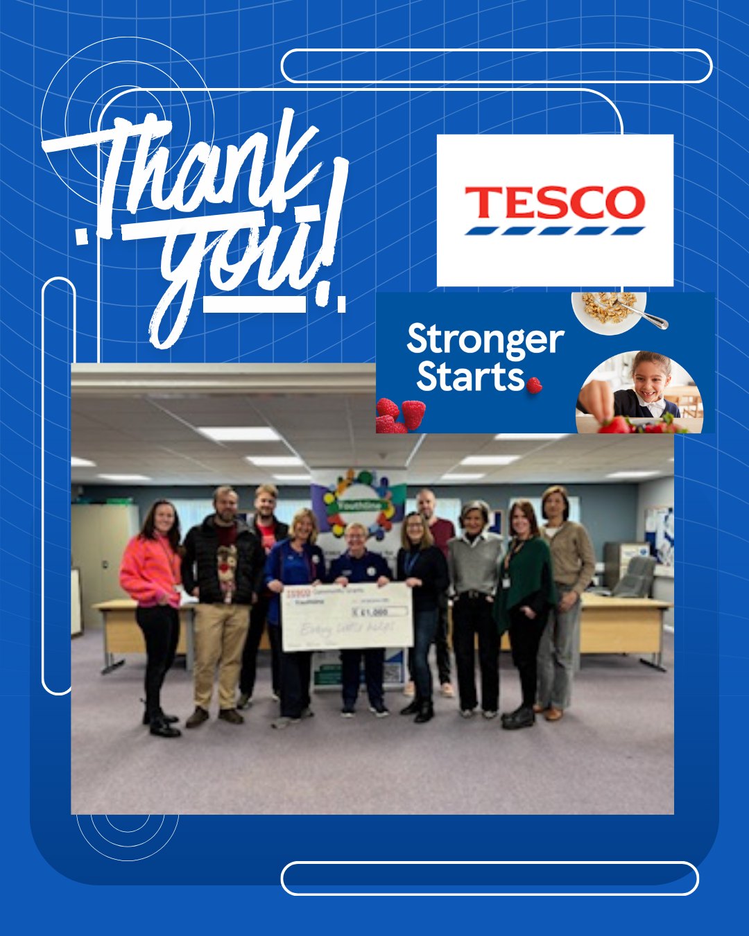 We are delighted to share that Youthline has been awarded £1,000 through the Tesco Stronger Starts programme! 💙
Thank you to everyone who supported us by placing their blue tokens in store. This funding will help us continue providing free and low-cost counselling to young people aged 12–25 across Bracknell Forest, as well as support for parents, carers, and professionals.
Tesco’s Stronger Starts, in partnership with Groundwork, helps organisations like ours support children and young people’s mental health and wellbeing.
#TescoStrongerStarts #Youthline #BracknellForest #MentalHealthSupport