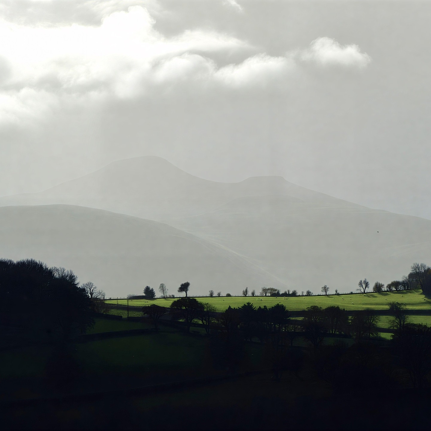 Just a peak at Pen y Fan from Brecon. It's moody as. But I love this view for its evocative nature. #brecon #breconbeacons #bannaubrycheiniog #mistymountains #walescollective #breconshire #penyfan