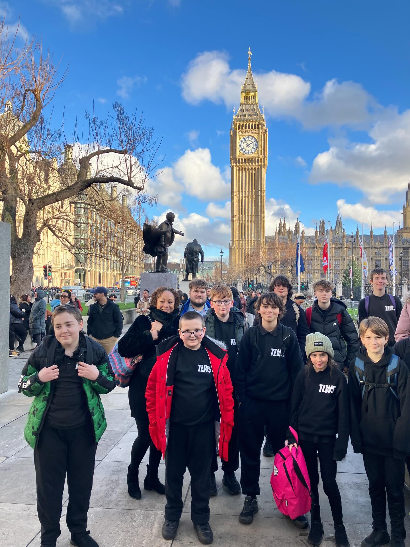The school council’s walking tour concludes in Parliament Square, as we prepare to head into the Houses of Parliament.