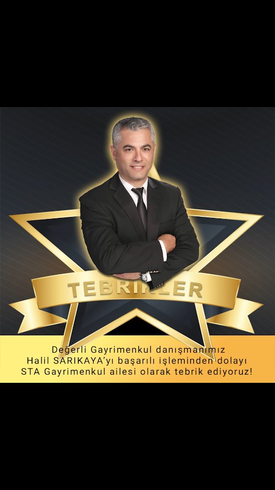 Değerli #Gayrimenkul danışmanımız Halil SARIKAYA'yı #İzmir35 projesinde yaptığı başarılı satış işleminden dolayı #STA Gayrimenkul ailesi olarak tebrik ediyoruz
