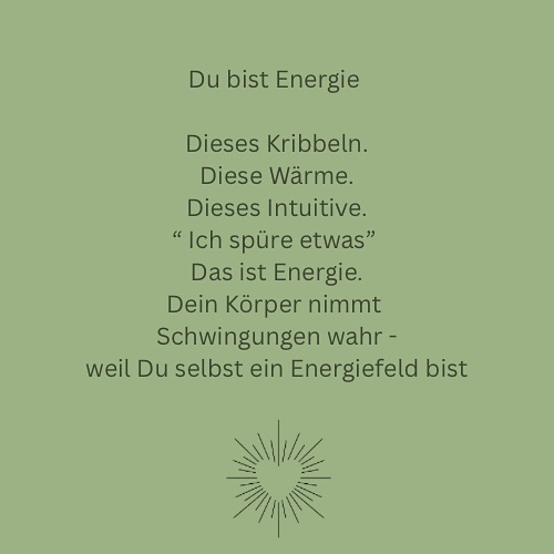 Spüre Deine Energie
Viele meiner Klienten/innen lassen sich immer wieder auf Energien ein. Sie wissen erst einmal nicht was sie erwartet. Doch ein vertrauensvolles Zulassen und Einlassen meiner Energiearbeit lässt sie spüren wie es ist, ihre eigene Energie wieder wahrzunehmen. Sie berichten mir von Wärme und kribbeln oder einen tiefen entspannten Zustand und inneren Frieden. Vor Ort und noch viel mehr sogar bei einer Fernbehandlung.
Für mich immer wieder ein erfüllend 🥰❤️🙌🏻
Vertrauen
#energiespüren#herzöffnung#vertrauen#energieheilung#chakrenöffnen#lichtzulassen#
@klarheit_im_herzen