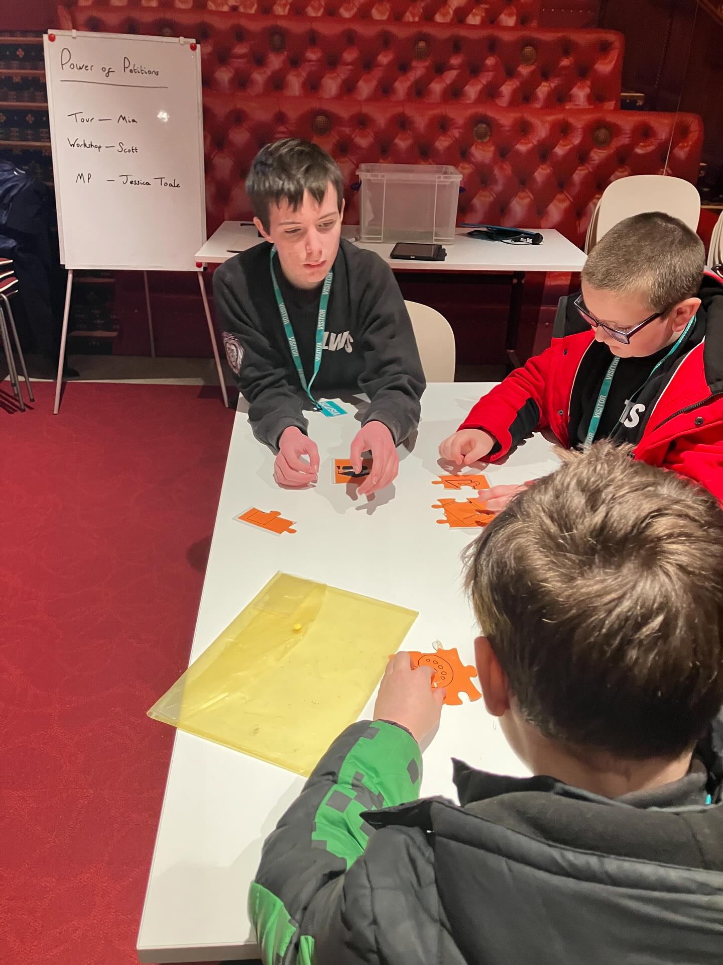 Students have finished their fascinating tour of the Houses of Parliament and have now begun their workshop session - plenty of healthy debate in the room!