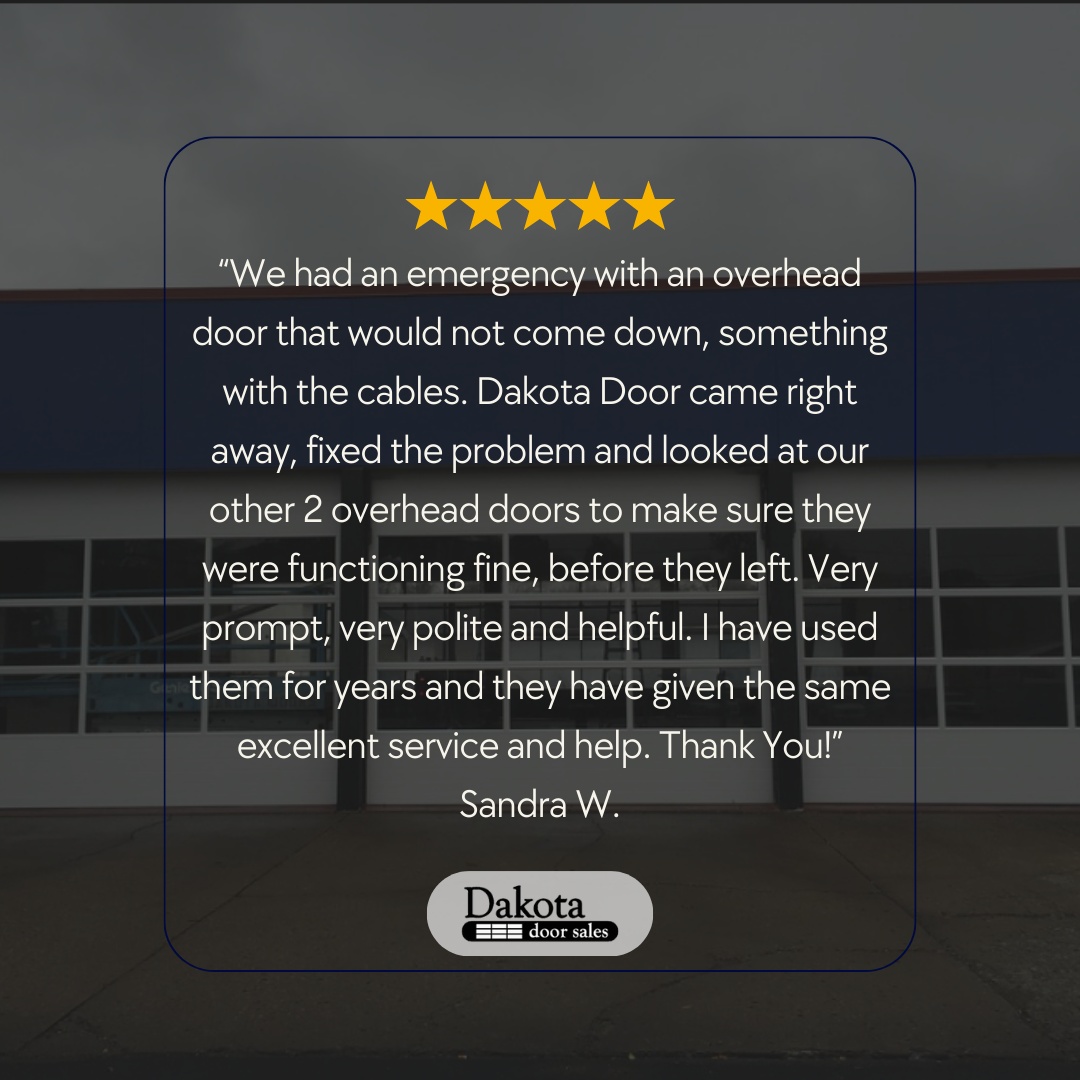Another 5-star experience! ⭐⭐⭐⭐⭐
We’re so grateful for customers like Sandra who trust Dakota Door Sales when unexpected garage door problems pop up.
Whether it’s an emergency repair, cable issue, or a door that just won’t budge, our team shows up fast, fixes the problem, and makes sure everything is working before we leave. ✔️🔧
Thank you, Sandra, for choosing us year after year — we’re proud to be your trusted garage door team!
#DakotaDoorSales #FiveStarReview #GarageDoorRepair #CustomerExperience #LocalBusiness #GarageDoorService #HappyCustomer