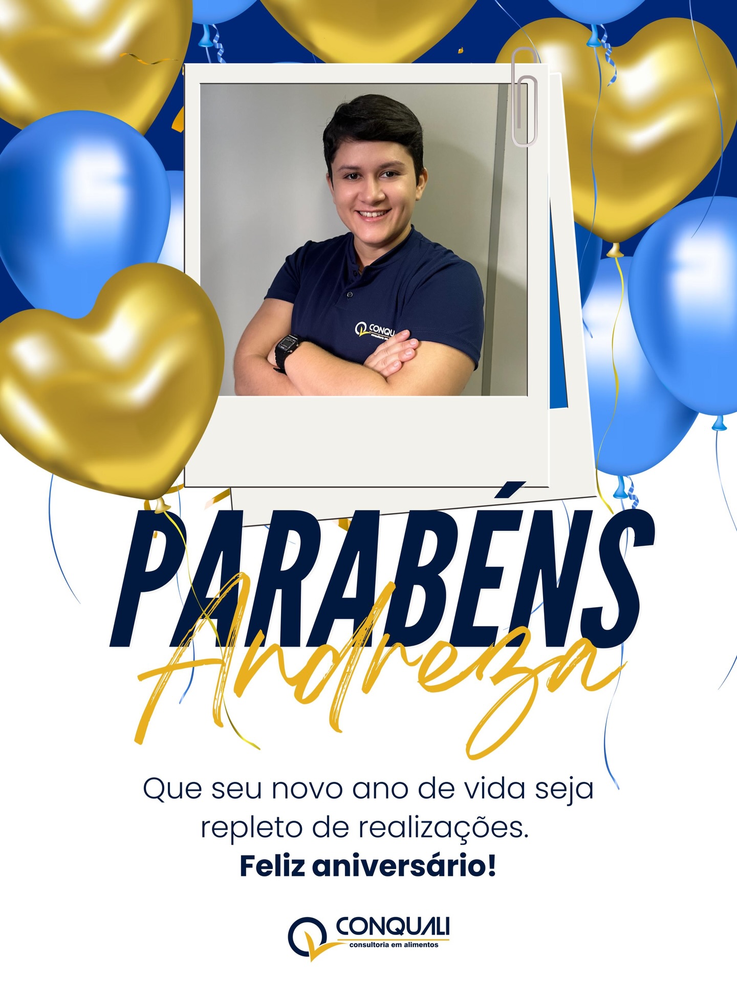 Hoje é dia de celebrar a vida da nossa querida Andreza! 🎉🎂
Parabéns pelo seu dia, Andreza!
🎈Que este novo ciclo venha cheio de conquistas ✨, saúde ❤️, alegrias 😄 e muitos sorrisos! 😍
Você faz a diferença na nossa equipe! 👏🏼💙
Feliz aniversário!