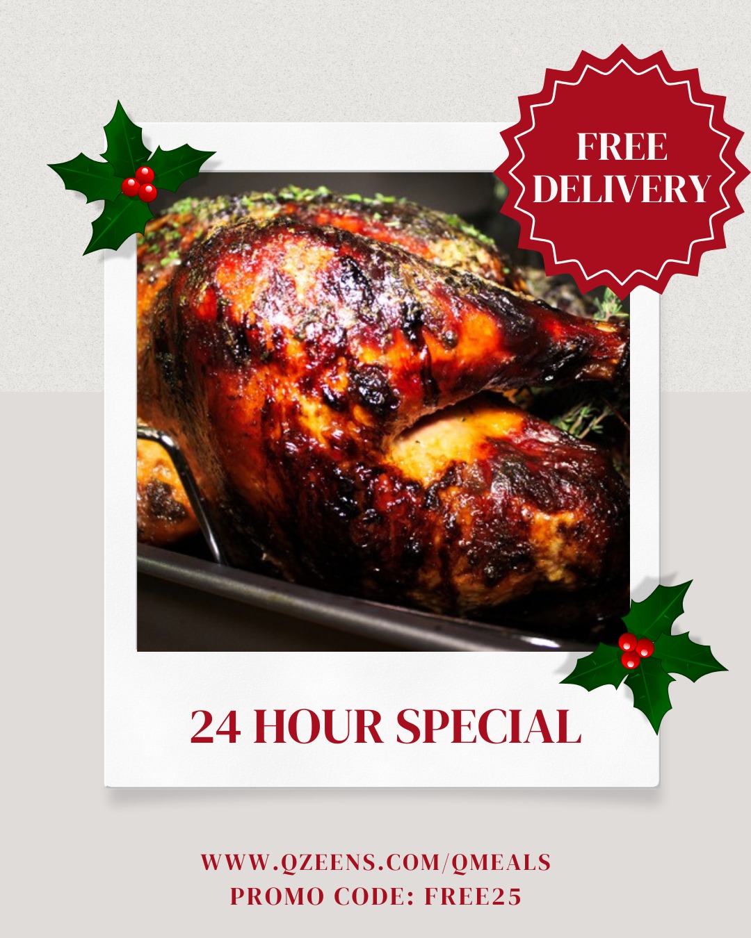 For the next 24 hours, enjoy FREE delivery on all Q-Zeens Q-Meal orders. Our Christmas gift to you! Whether you're craving comfort food or planning your Christmas feast, let us bring the flavor straight to your door, on us. #qmeals #christmasspecial #freedelivery #holidayeats