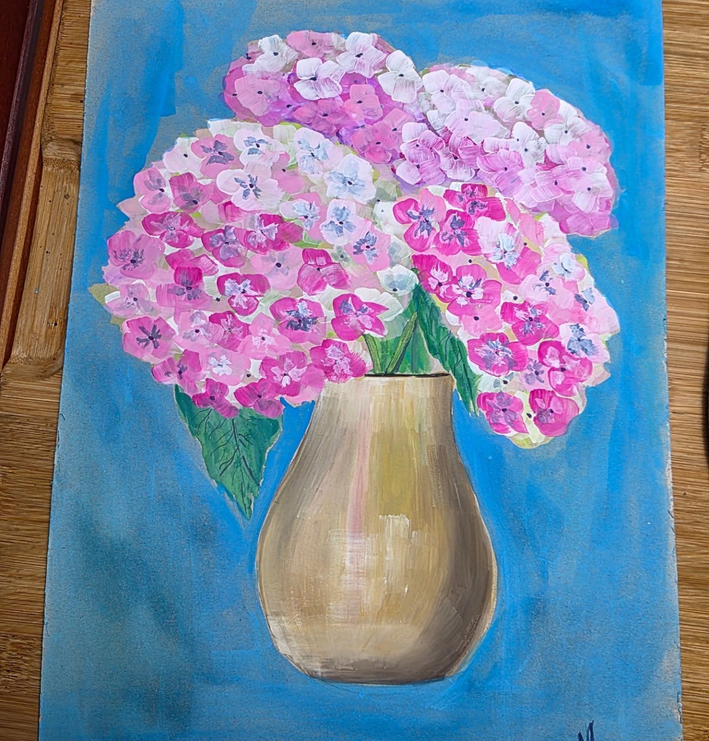 Hydrangeas with guache! Still learning how to work with guache but absolutely love the result. #hydrangeas #guache