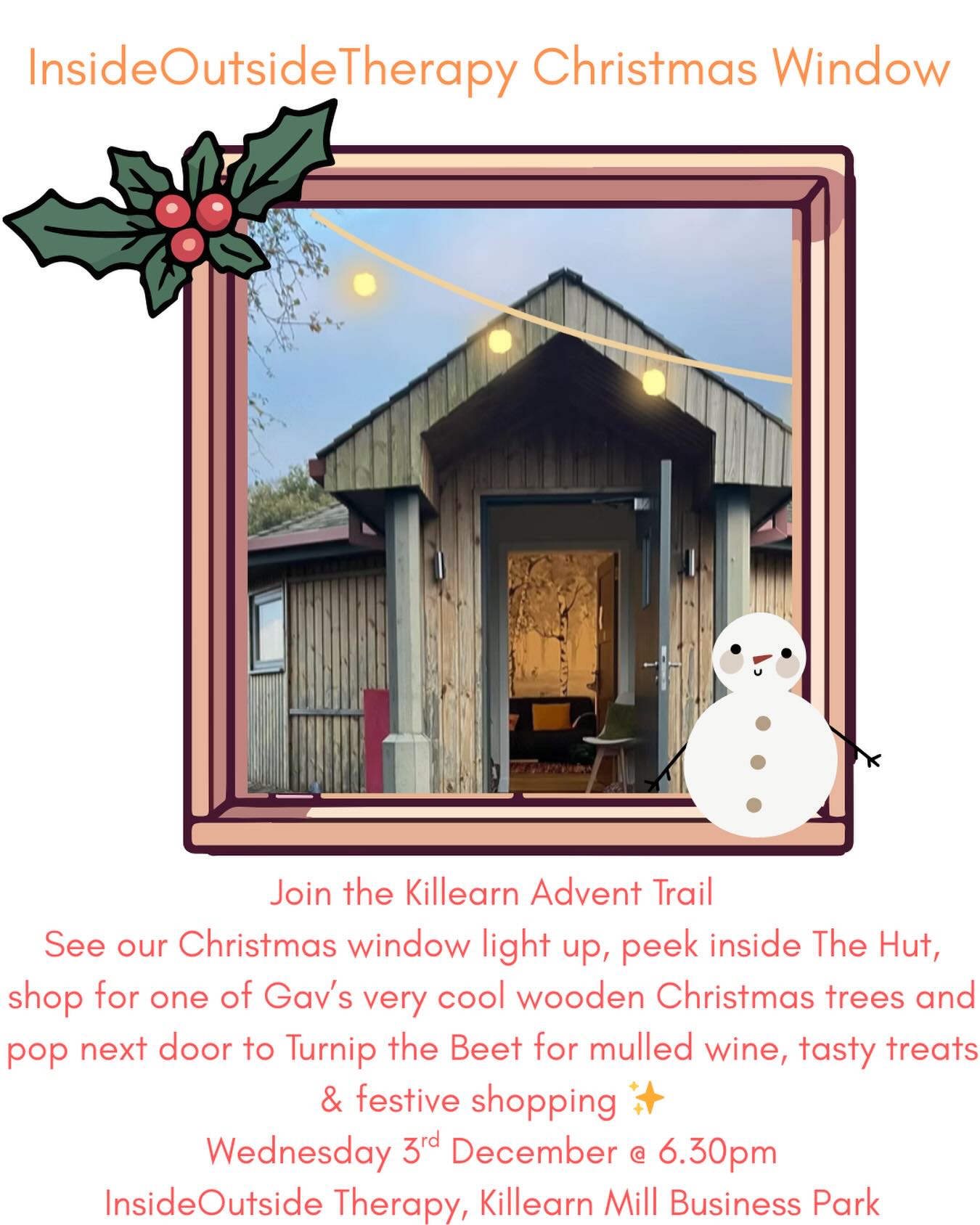 Get your Christmas spirit on and join us on the advent trail, elves will be there to help out and raise funds for Shelter #advent #community #shelter #shelterscotland #christmasspirit #killearn #playtherapy #insideoutsidetherapy #scotland #childmentalhealth #teenmentalhealth #light #hope