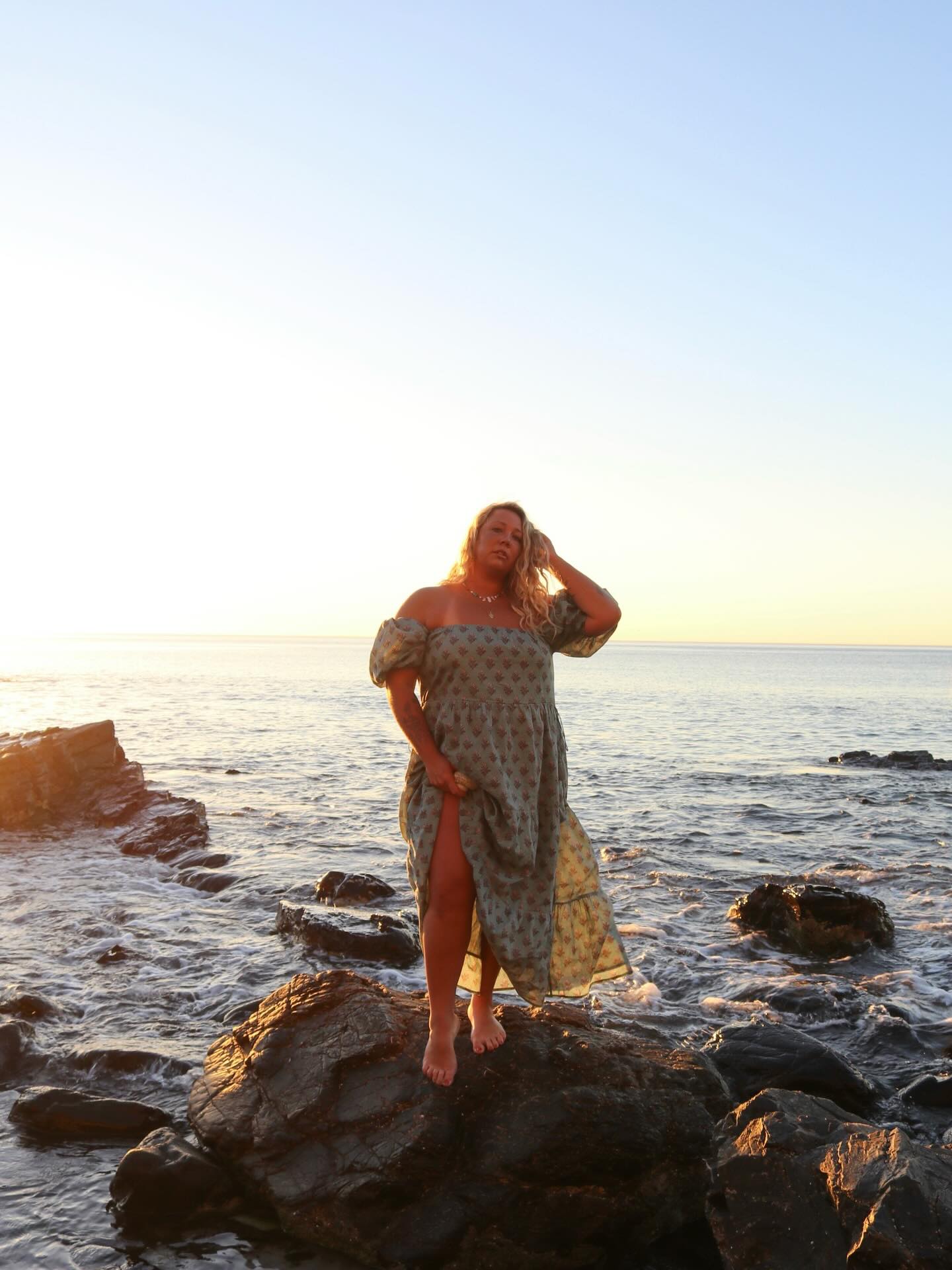 Golden hour beauty @__staygolden … in our SANA Maxi Dress in Jade 💚
#slowfashion #blockprintart #summerdress #textileart #traveldress
