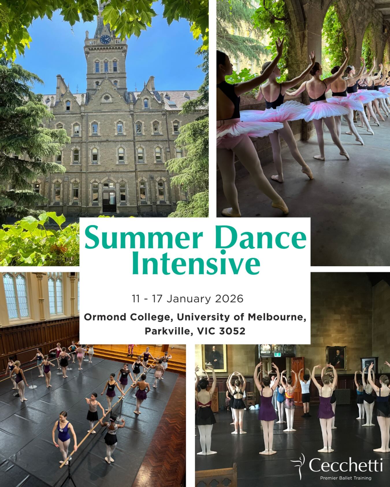 It’s your last chance to secure a place at our 2026 Summer Dance Intensive!
Experience a week of full-time dance, staying at Melbourne University’s beautiful Ormond College. With it’s cloistered walkways, courtyards and gardens, magnificent dining hall and stained glass windows.
Each class is held in one of four large dance studios with tarkett floors. All studios are on campus.
See the link in our bio for more information!
#cecchettiballetaustralia #cecchettisummerschool