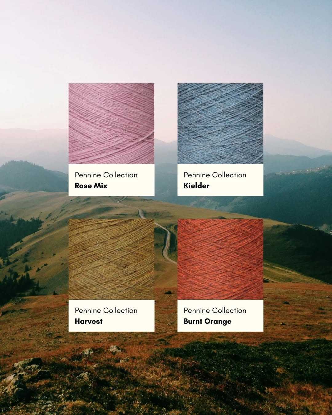 Pennine Collection
The colours in this collection are inspired by the colours that make up the Pennine Hills.
If you'd like to receive a Pennine Collection shadecard, please email sales@shepleyyarns.com