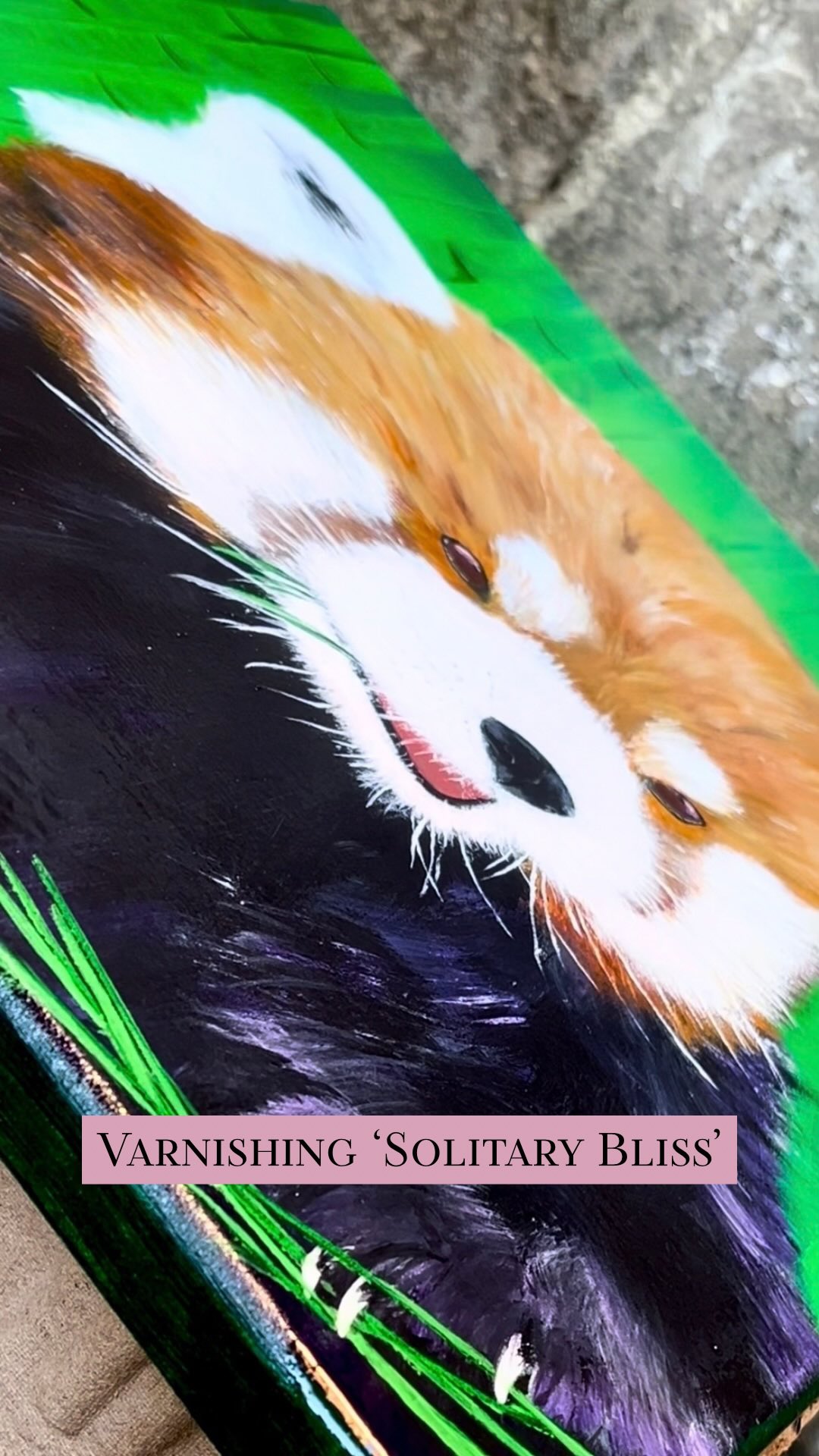 Varnishing ‘Solitary Bliss’
#varnish #acrylicpainting #animals #redpanda #varnishing