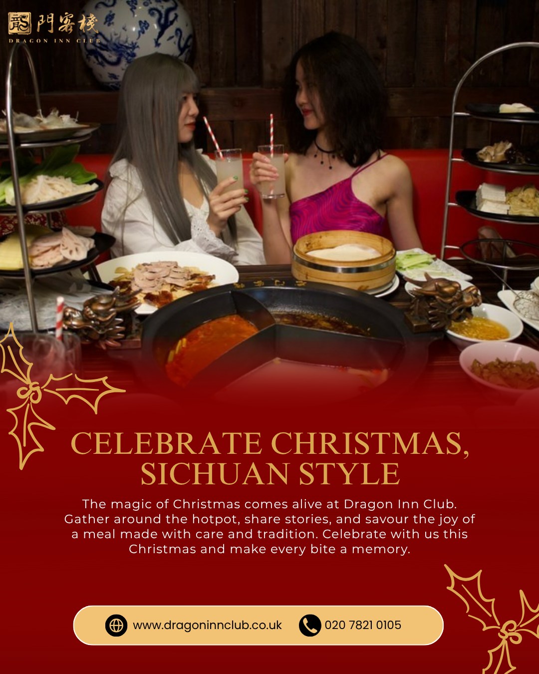 Dragon Inn Club invites you to dine, share, and enjoy an experience that goes beyond the ordinary festive meal. From spicy hotpots to modern Chinese favourites, every dish adds to the warmth of the season.
Join us and make your Christmas celebrations truly unforgettable.
#Dragoninclub #Sichuan #Sichuanhotpot #dimsum #london #pimilco #londonvictoria #buckinghampalace #chelsea #theatres