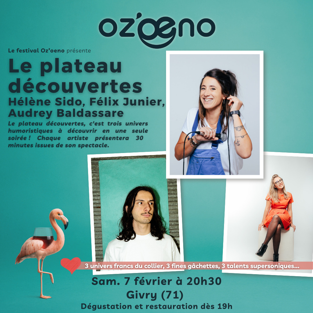 PROG 2026
🤩 C'est une soirée que vous adorez, alors on a pris ce qui se fait de mieux ! @helene__sido @audreybaldassare @felixjunier . Pour l'occasion, chacun.e fera 30 minutes issues de son spectacle.
🌡 Ils racontent pas mal de conneries sur les réseaux, ont une tournée qui cartonne, se font une belle place sur la scène humoristique nationale. Bref, la soirée s'annonce 🔥🔥🔥
😎 Il n'y en aura pas pour tout le monde... Soyez prêts, mise en vente dans quelques jours !
.
.
.
. #oenorires #ozoeno #ozoenofestival #festival #théâtre #humour #spectacle #evenement #standup #givry #legrandchalon #bourgogne #saoneetloire #vinsdebourgogne
