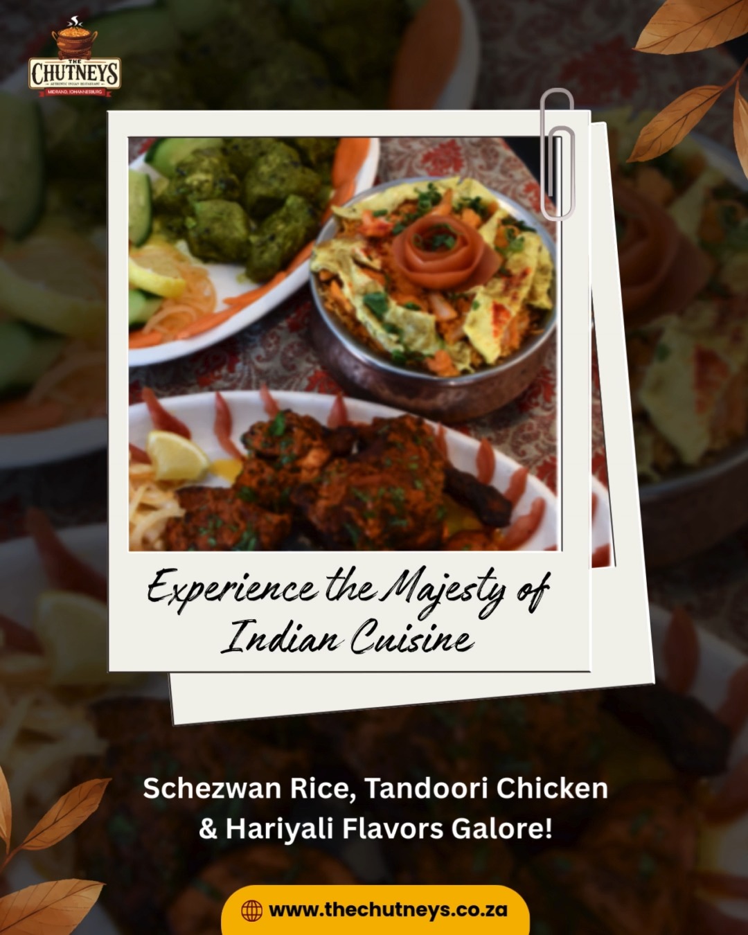 Treat your taste buds to spicy Schezwan Rice, succulent Tandoori Chicken and fresh Hariyali delights a feast full of vibrant flavors and aromatic goodness. Perfect for those who love authentic, indulgent Indian meals!
Come, savor every bite of this royal spread at The Chutneys, Midrand.
Follow us on social media for more info👇
Insta - @thechutneysrestaurant https://www.instagram.com/thechutneysrestaurant...
Fb - https://www.facebook.com/thechutneys
Web - https://www.thechutneys.co.za
#TheChutneys #AuthenticIndianCuisine #TasteOfIndia #FoodLoversParadise #IndianFoodie #FoodiesOfJohannesburg #MidrandEats #Schezwanrice #tandoorichicken #HariyaliTikka