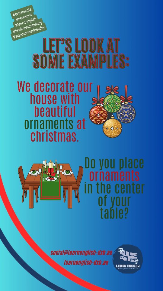 It's #wordsonwednesday today's #newword is #ornaments check out this #festivevocabulary #learnenglishwithme