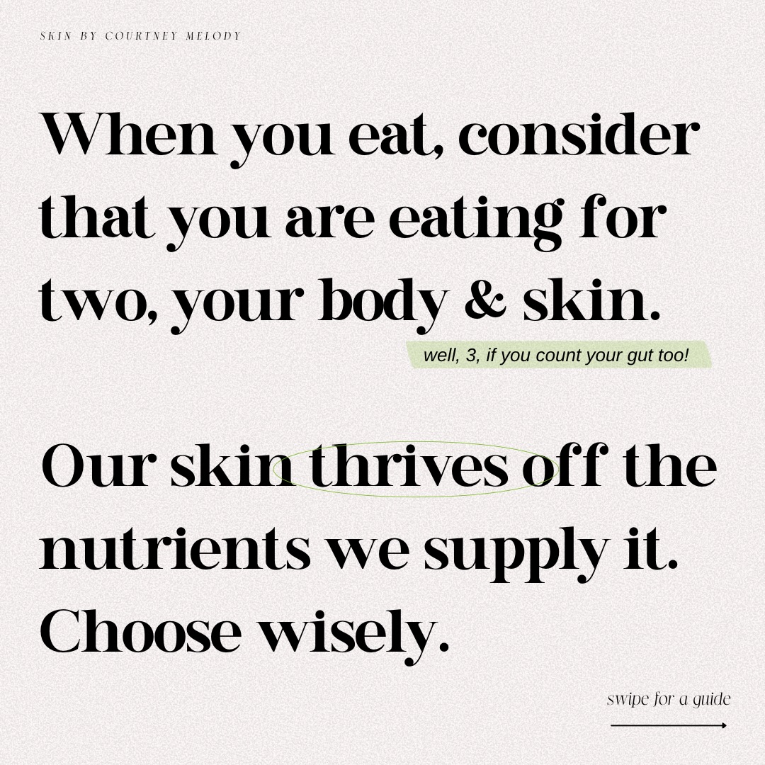 Think of your skin as a garden 🪴
In order for your garden to thrive, you need to feed the soil what it needs to bloom beautiful flowers, the same needs to be done to our skin through nutrition.
It is not a bad thing to have some ‘less nutritious food’ here and there, the issues arise when it is frequent and occurs more in your ‘diet’ than nutritious food.
We truly are what we eat! 💚