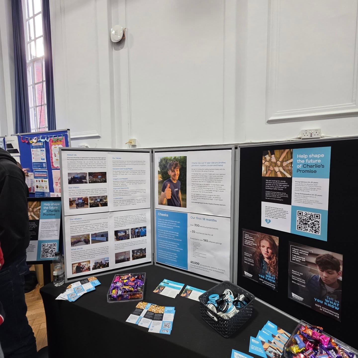 Now arrived at @godalmingcollege for their Safety Fair, where Tara, Eloise, and Nikki have been hard at work. We’re encouraging young people to learn more about @charliespromisecharity and @fearless_surrey
@fearlessuk
We’ve been handing out cards with a QR code for them to complete, and we plan to sit down with them all soon. It’s vital that we continue to raise the voices of our young people.
Always loved, always missed, Cheeks 🩵
#stopknifecrime #education #educational #strongertogether
