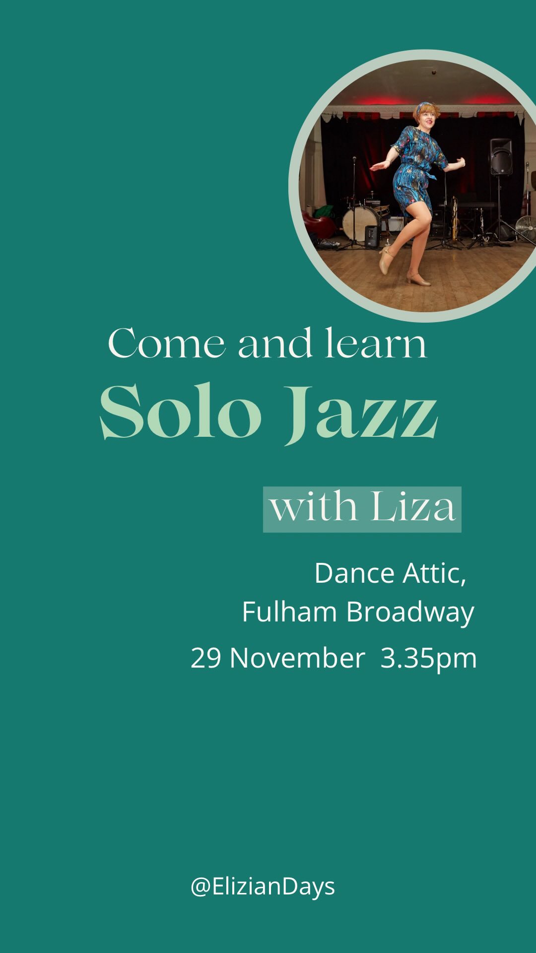 SOLO JAZZ WORKSHOP - SATURDAY 29 NOVEMBER:
Excited about this Saturday’s Intermediate Authentic Jazz Dance Class at Dance Attic, Fulham Broadway, Saturday 29 November, 3.35pm-5.05pm.
The best thing is that the drive for this is coming from the students themselves who are wanting to work on their swing dancing by learning the intricacies and creativity of solo jazz. Thank you @marta_in_b and @alisongirelli for putting me up for this.
I’ve booked a big studio this week, so we have space for a few more dancers. If you’d like to develop your solo jazz, learn more classic steps and routines and work on styling and musicality, come and join us! We’d love to have you along.
These are small, semi-private sessions, so there’s space for individual feedback and requests. You’ll learn how to feel the music, embody the dance, and express your own unique style with confidence.
Classes are pitched at intermediate level and above. We’re working on a fun sequence and open to ideas if there’s something you’d like to work on.
Price for 90 mins: £18
Book via link in bio or DM me to reserve your spot (or to find out about future dates).
.
.
.
#swingdancelondon #solojazz #lindyhop #authenticjazz #danceclass