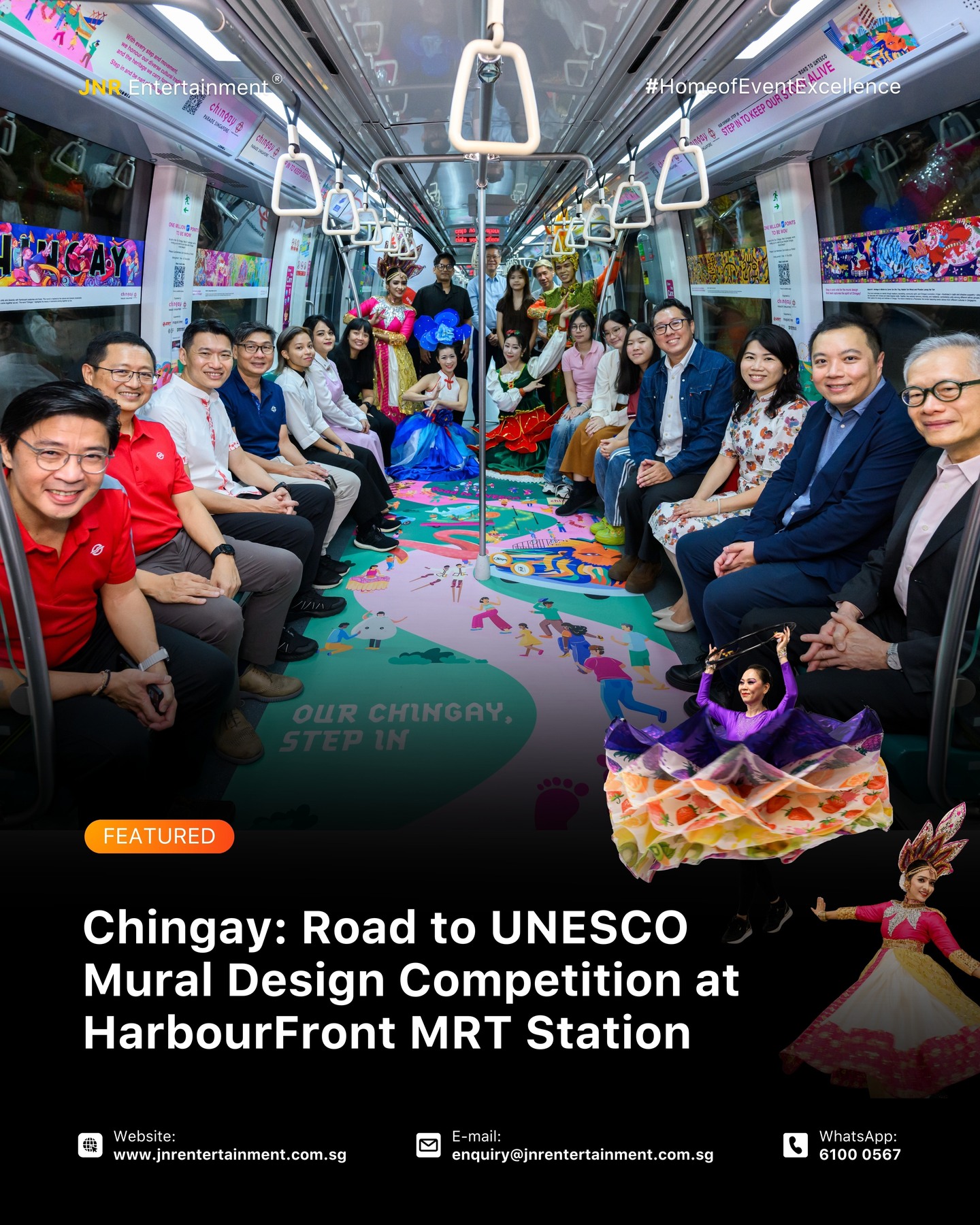 A meaningful celebration of art and culture! 🎨✨
JNR Entertainment had the honour of supporting the Chingay: Road to UNESCO Mural Design Competition unveiling at HarbourFront MRT Station — where the Top 10 finalists and their stunning artworks were revealed to the public.
We brought one of our signature unveiling mechanisms to the event, creating an exciting reveal moment that added impact and energy to the launch. The murals are vibrant, heartfelt, and a beautiful reflection of Singapore’s multicultural Chingay spirit.
If you’re nearby, drop by HarbourFront MRT Station to view the murals in person and experience these beautiful artworks up close. ❤️🎉
When it comes to launching or unveiling events, we’re proud to be one of Singapore’s trusted specialists in creating smooth, impactful reveal moments.
#JNREntertainment #Chingay2025 #RoadToUNESCO #SingaporeEvents #EventLaunch #UnveilingEvent #LaunchMechanism #EventProductionSG #MuralDesignCompetition #ChingaySpirit #CommunityArtSG #HarbourFrontMRT #SGUnited #EventActivationSG #CreativeEventsSG #EventIdeasSG