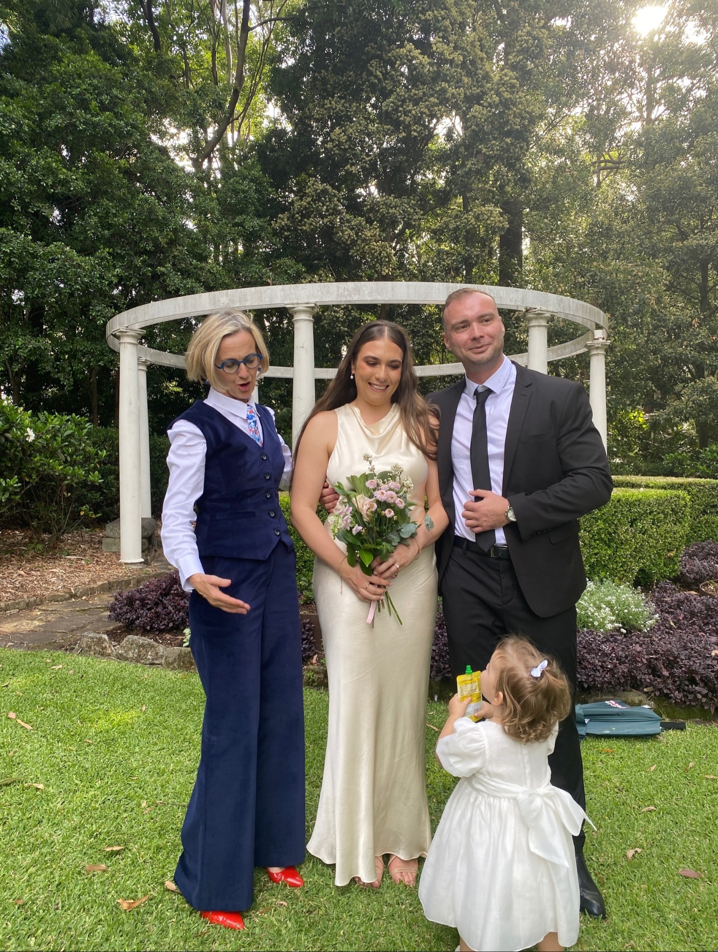 Pinch me. Congratulations to Caroline and Iegor, a beautiful legals only ceremony 15.11.25 @wollongongbotanicgarden with some personal touches added.
With 12 guests this was a mini party with champagne flowing before they headed off for photos and then @k.malukitchenandbar in Wollongong 🥂🤩
That’s wraps up my last wedding for 2025. My 2026 Summer wedding scripts are drafted.
Looking for a marriage celebrant for your Wollongong- Illawarra wedding, a stylish ceremony without the fuss, talk me, I’ll share some tips on locations.
Celebrant outfit @natalijarushidi
#wollongong #illawarracelebrant #illawarrawedding