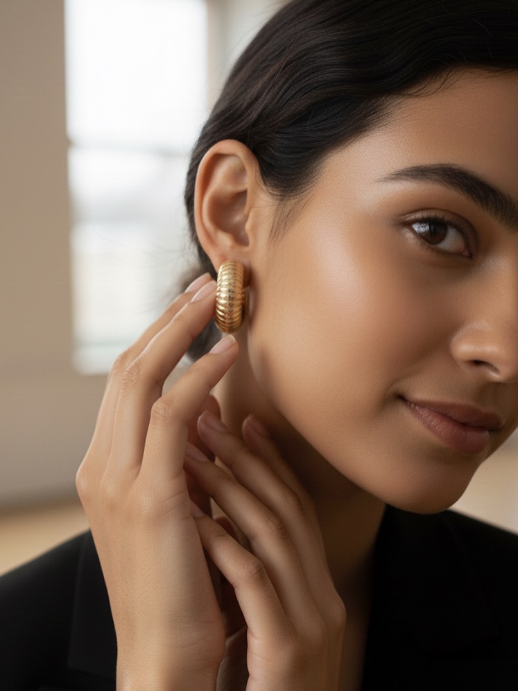 Elevate your entire look with our iconic textured hoops🤌 #bossbabe #officeaccessories