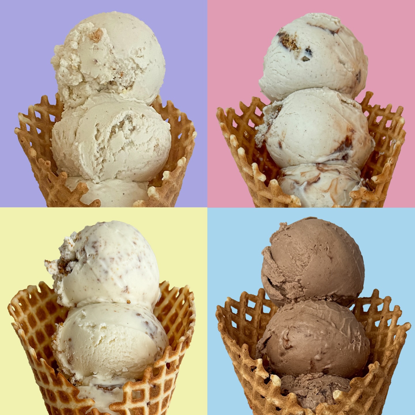 last seasonal flavors of the year are here. meet our DECEMBER FLAVORS:
🤍 vanillekipferl: vanilla ice cream - homemade vanillekipferl
☕️ gingerbread tiramisu: vanilla ice cream - boozy espresso chocolate sauce - homemade gingerbread
🤎 pecan sticky bun: cinnamon ice cream - cinnamon rolls - caramel pecan sauce
🍫 chocolate cardamom: chocolate cardamom ice cream - pistachio sesame brittle
each month we offer 4 special seasonal flavors next to our 8 always flavors.
SCOOPING NOW ! - see you soon ✨