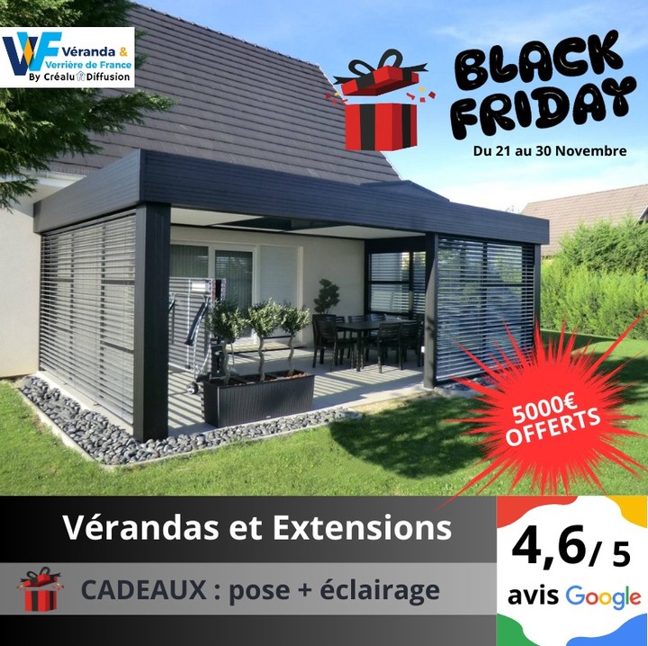 🎉 Black Friday 2025 ! 🎉 Offre incroyable : 5000€ offerts pour toute commande de véranda ou d'extension du 21 au 30 Novembre!
Transformez votre espace de vie en un havre de paix lumineux et accueillant.
Ne manquez pas cette opportunité unique de réaliser vos rêves d'aménagement!✨🏡
#BlackFriday #Vérandas #Extensions #OffreSpéciale #Maison #AménagementMaison
