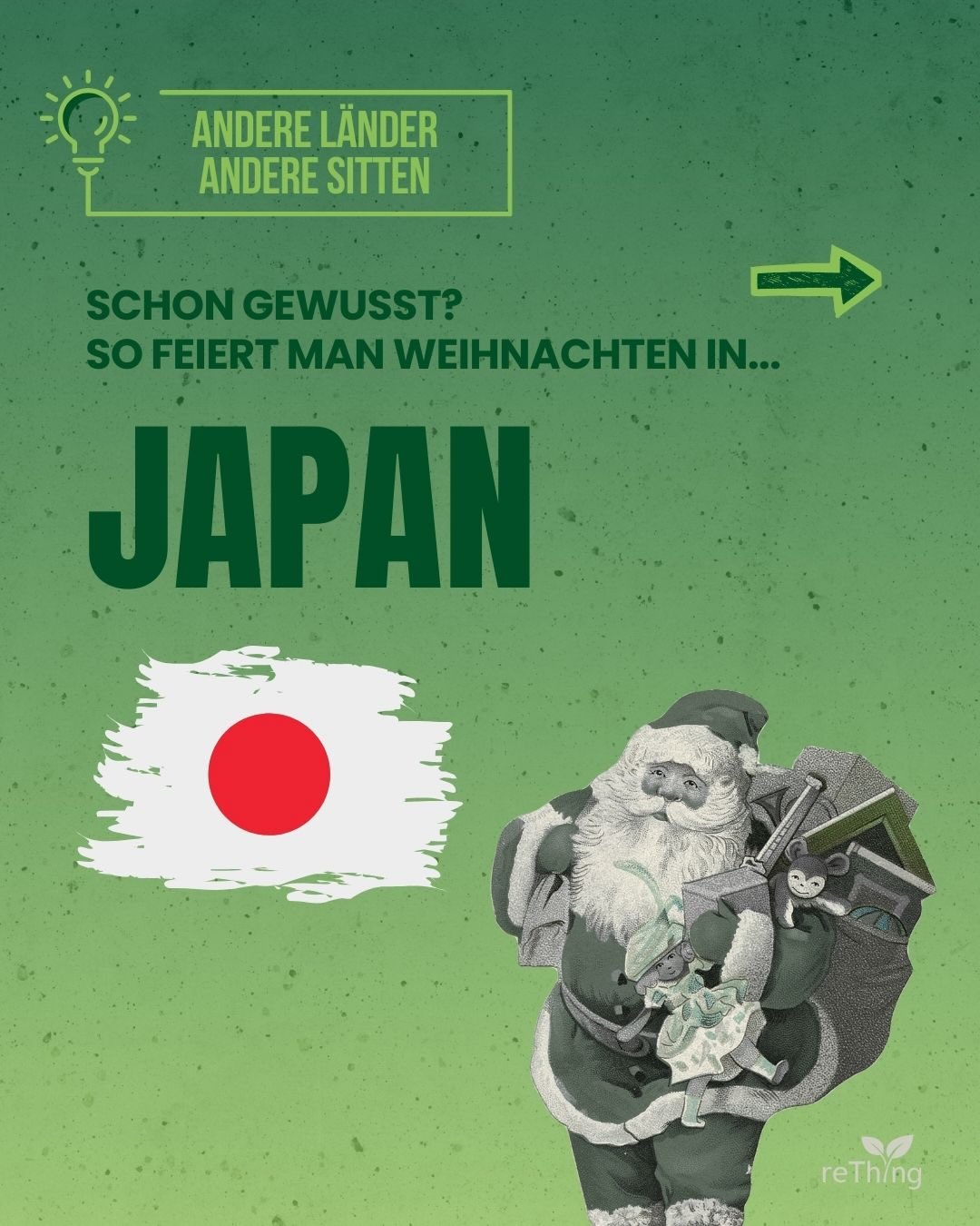 SCHON GEWUSST?!🎄💡
In anderen Ländern gibt es bekanntlich auch andere Sitten. Wir blicken heute nach Japan🇯🇵 Dort geht man zu Weihnachten traditionell ins Fast Food Restaurant. Für wen von euch wäre das was?🍔
#weihnachtstradition #andereländeranderesitten #schongewusst #weihnachten #weihnachtswissen #regional #geschenkidee #rething #zweihnachtskugel