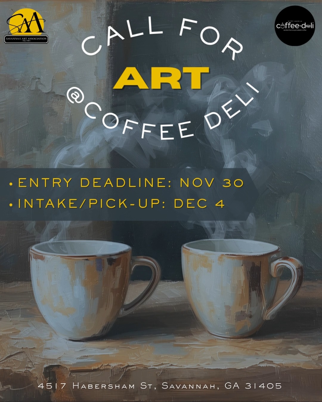 The next display is coming up at @coffee.deli December 5 - Wed March 4, 2026.
The entry deadline is November 30th and the intake/pick-up is Thurs Dec 4th.
Members can submit up to 3 pieces at $15 each. Please visit the 'Members - Calls to Enter' section on our website for full submission details and for our entry form.