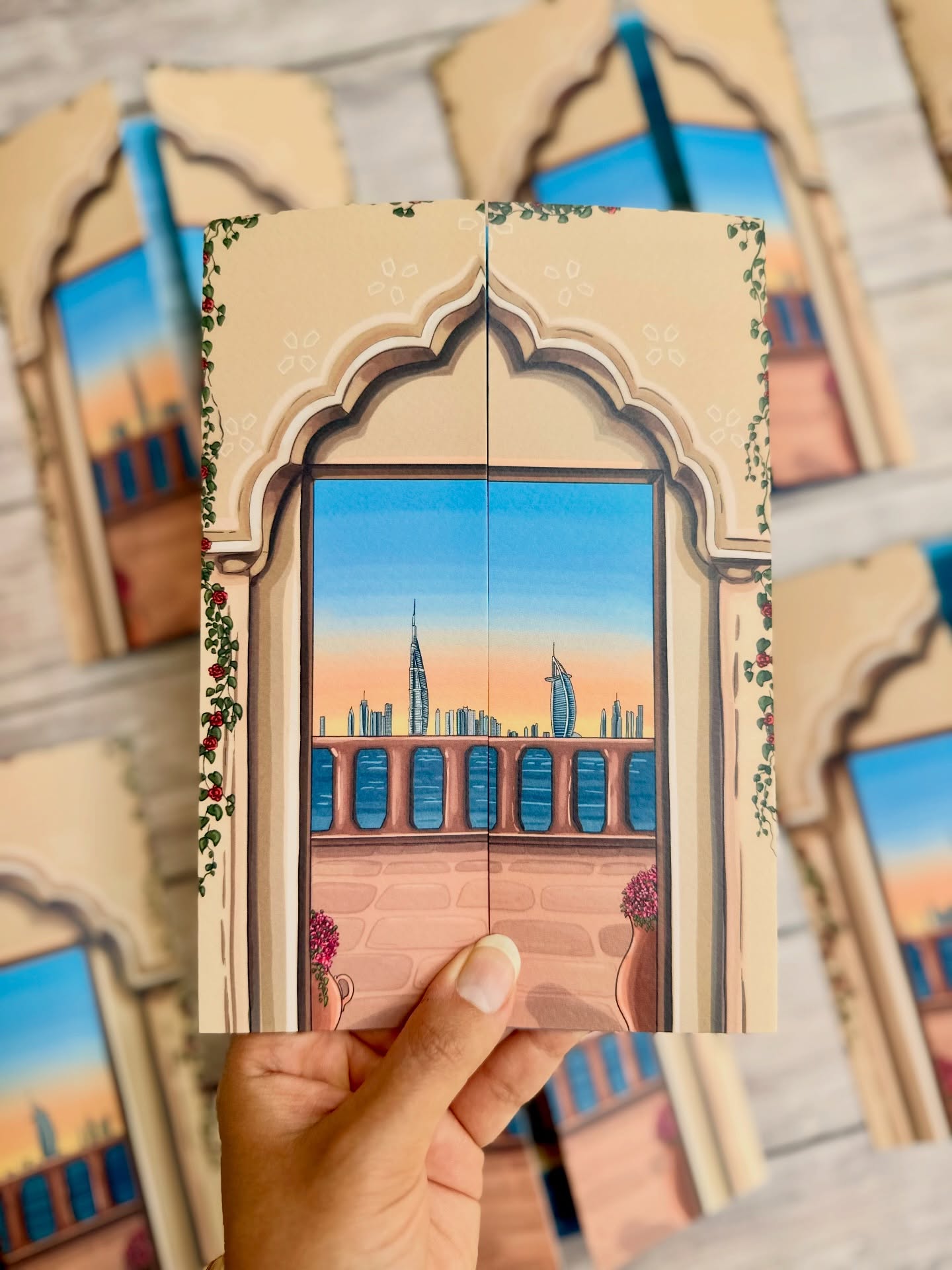 There’s something special about a gatefold design, they create a perfect little doorway into your wedding destination. Open this one and you’re instantly in Dubai’s skyline ✨🌆
•
#GatefoldInvitation
#WeddingIllustration
#WeddingStationeryDesign
#LuxuryWeddingStationery
#BespokeWeddingInvitations
#IllustratedInvitations
#DestinationWeddingInvitations
#HandDrawnStationery
#WeddingInviteDesign
#CustomWeddingStationery
#GatefoldCard
#WeddingIllustrator
#WeddingStationerySuite
#UKWeddingStationery