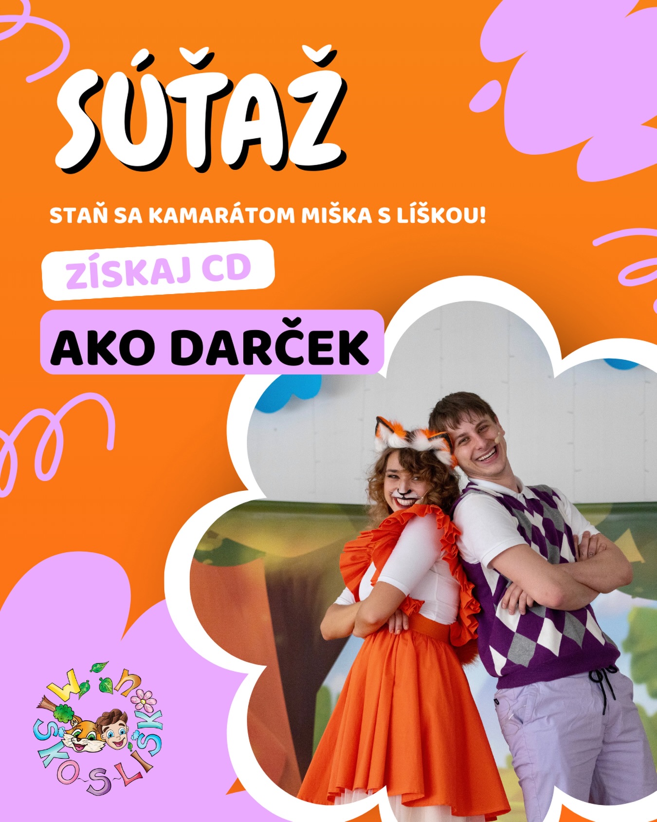Staň sa kamarátom Miška s Líškou 🦊 a vyhraj CD ako darček! 🎁
Ako sa zapojíš?�
1️⃣ Daj odber na YouTube kanál Miško s líškou!�
2️⃣ Lajkni tento post ❤️�
3️⃣ Napíš do komentára meno dieťatka, ktoré nás počúva� 🎶
Vyžrebovaní súťažiaci získajú od nás CD ako darček�.
Žrebujeme troch víťazov na Instagrame a troch na Facebooku už 10.12., aby vám CD stihlo prísť do Vianoc 🎄🎁
#sutaz #giveaway #vyhraj