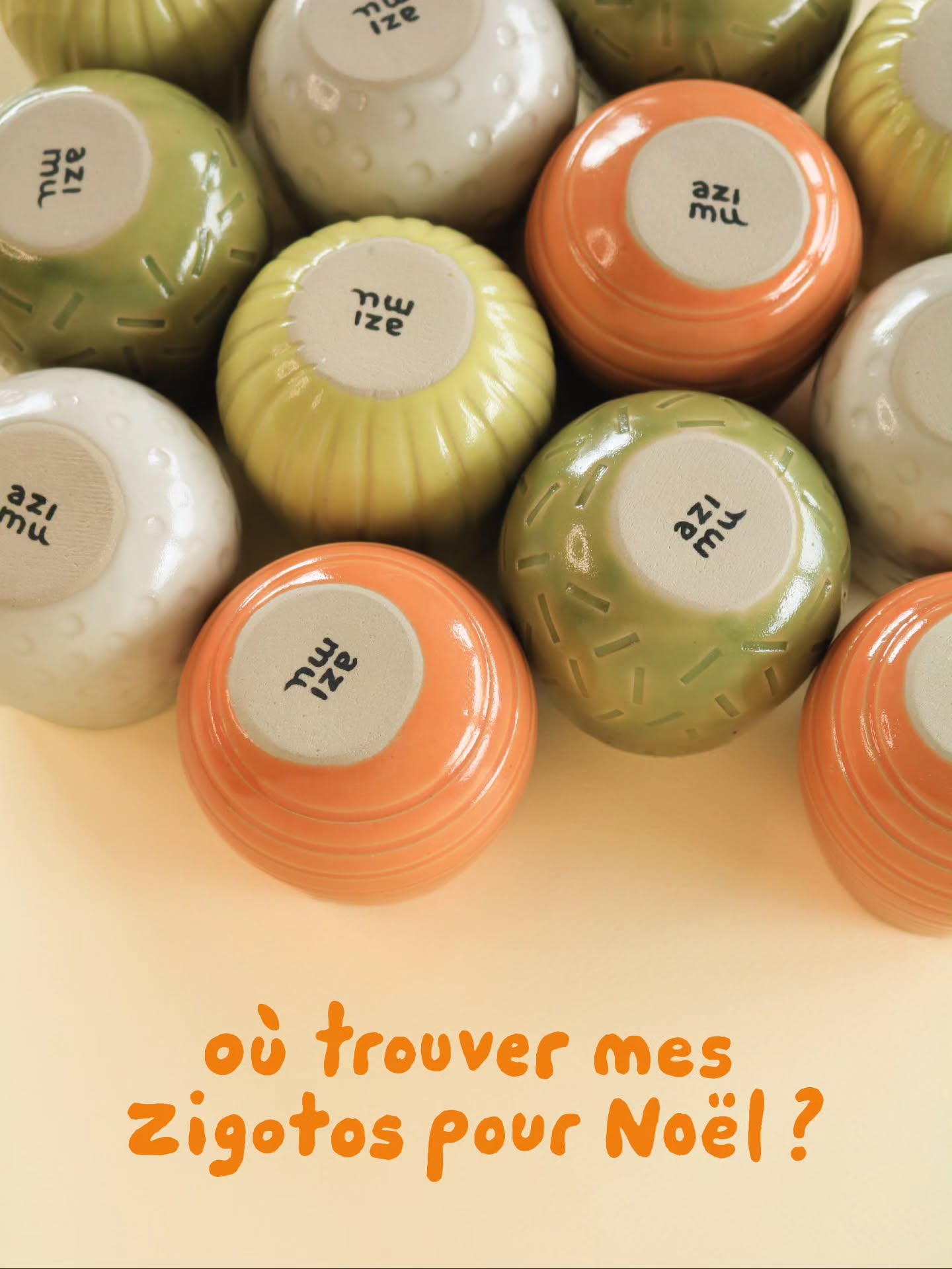 Voilà tous les lieux où vous pouvez trouver les Zigotos, pour vos proches qui aiment la céramique et l'insolite 🧡
Je m'occupe vite du réassort de mon site avec les dernières nouveautés, dont les assiettes !
Hâte de voir ces petits bouts sous vos sapins 🌲