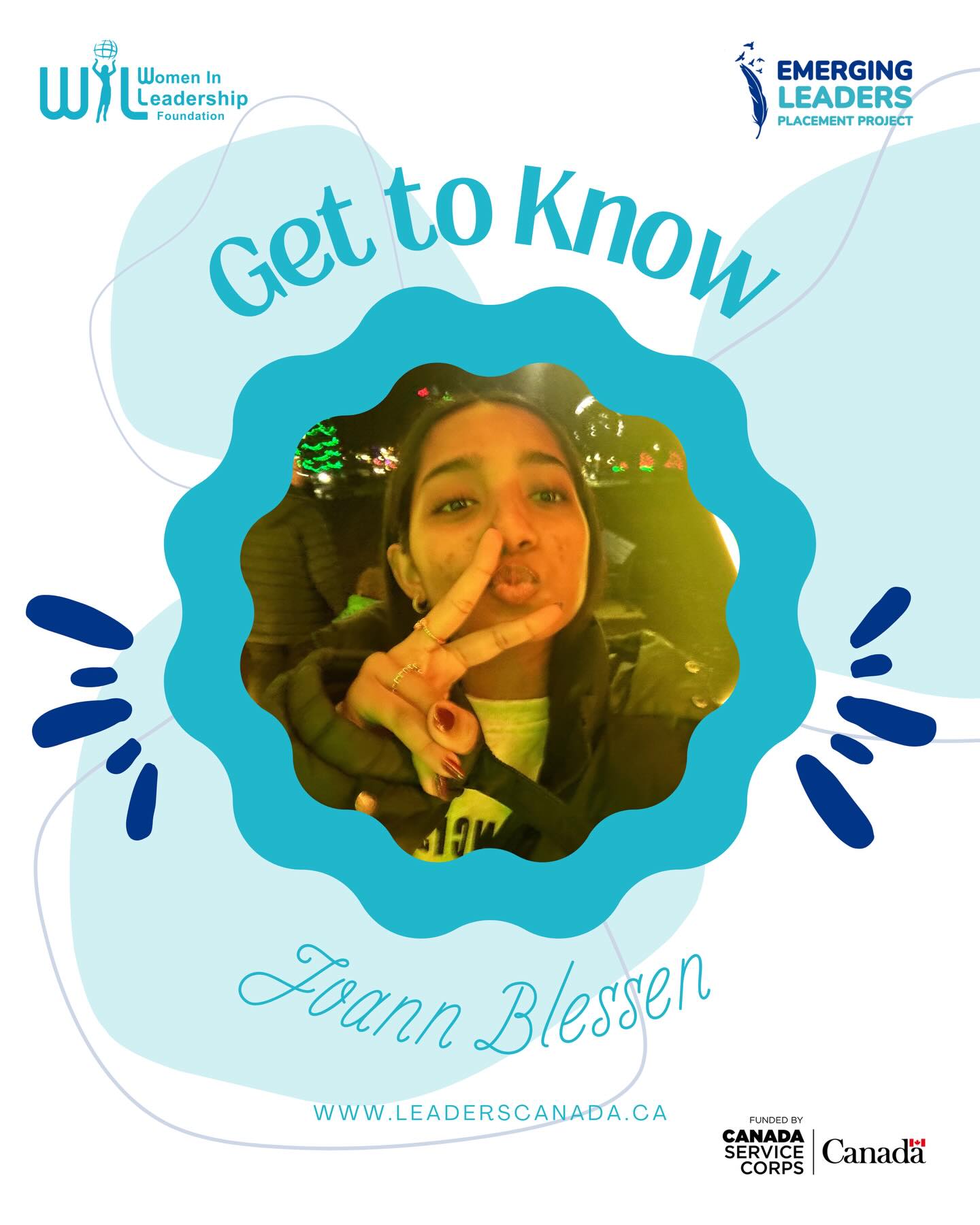 Meet Joann Blessen, one of our inspiring Emerging Leaders volunteers! 🌟
Joann joined the project to step outside her comfort zone, take real action, and gain meaningful experience that pushes her to grow. She believes leadership is about showing up, following through, and creating impact that goes far beyond words on a page.
📧 Reach out to us at leaders.wil@gmail.com to get involved
🔗 Learn more under Emerging Leaders Placement Project at leaderscanada.ca
Proudly funded by Canada Service Corps
#EmergingLeaders #YouthLeadership #IAmAVolunteer #VolunteerExperience #CommunityImpact #LeadershipInAction #CanadaServiceCorps #LeadersToday #YouthInCanada #RepresentationMatters #SocialChange