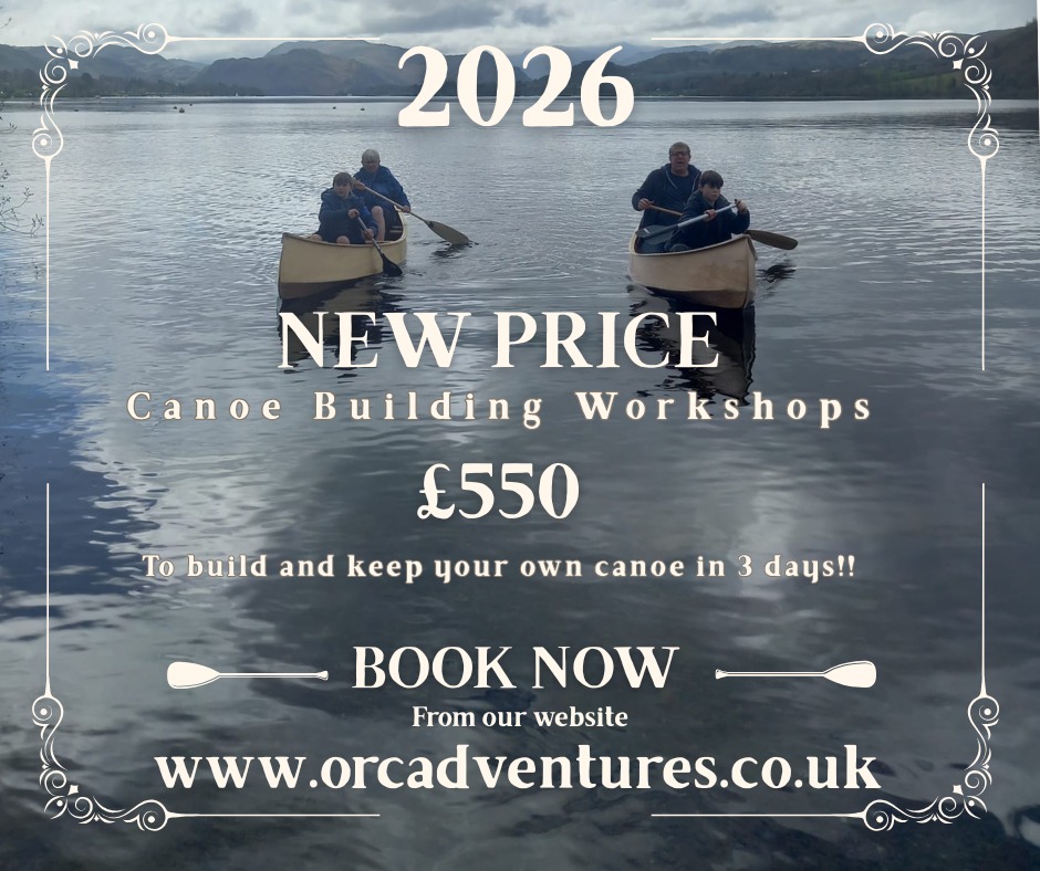 Its been a while since our last post but we are back some great news!!! well for anyone wanting to build a canoe in 2026.
Despite everything in the world costing more these days we have decided to do the opposite and reduce the canoe building workshop cost to £550!!
We have already got bookings and once the workshop is full its full!!! so dont delay book today!
Thats all
