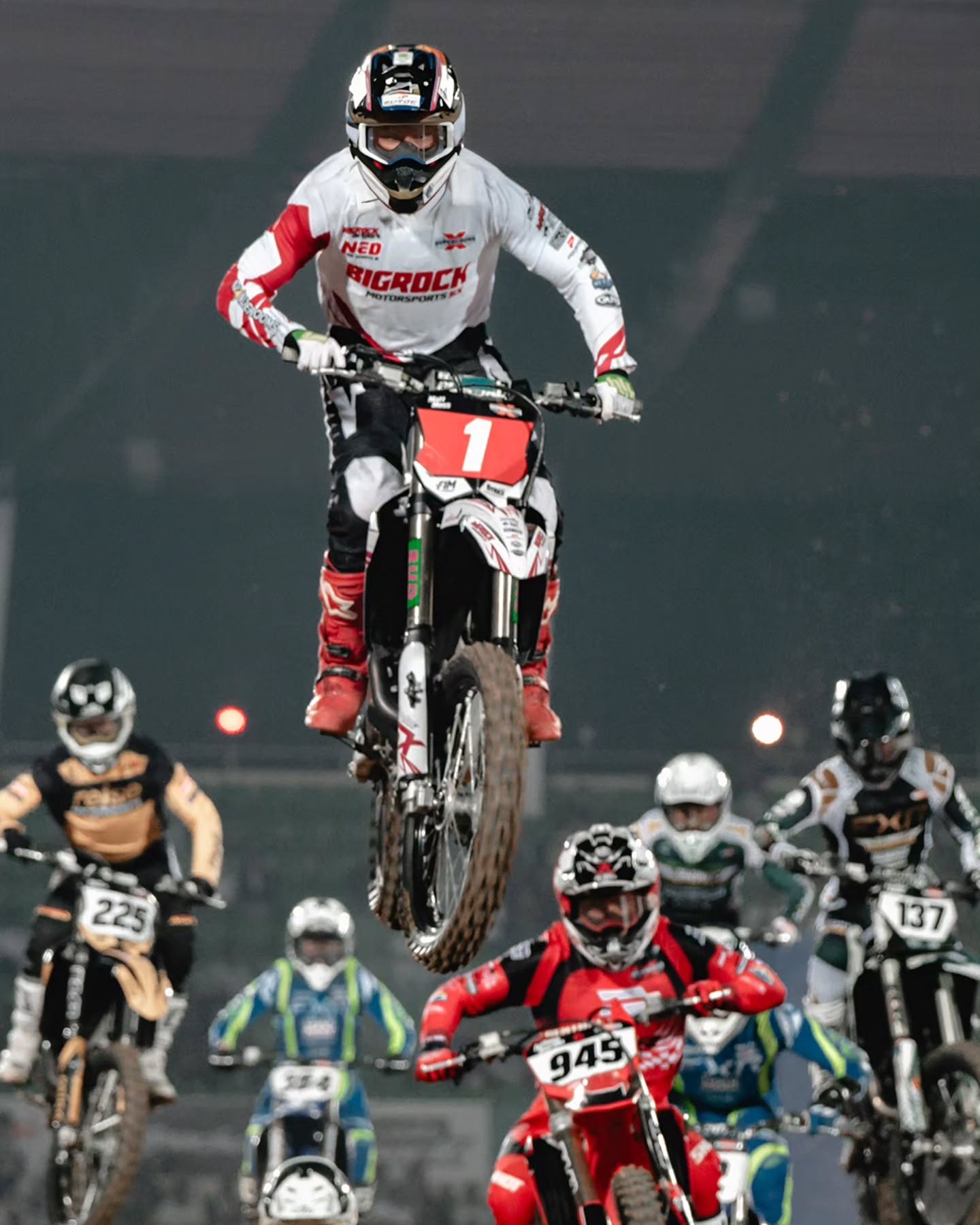 ISLR HYDERABAD - This was a blast and then some. A track apt for Supercross action that India deserves. The BigRock Motorsports champs absolutely sent it !
1 Top Spot and 2 second places! We can not wait for the finale at Calicut! Letsss gooooo!