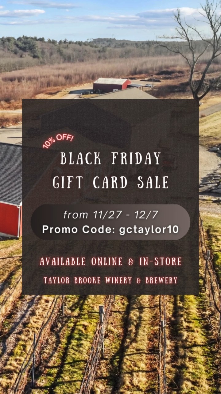 🎁 BLACK FRIDAY DEAL 🎁
Starting today 11/27 thru 12/7, enjoy 10% off Taylor Brooke Gift Cards — usable at BOTH the Winery & Brewery.
eGift & print cards available!
Purchase eGift Cards: order.toasttab.com/egiftcards/taylor-brooke-brewery-woodstock
#taylorbrookebrewery #taylorbrookewinery #blackfridaygiftcardsale #blackfriday #giftoftaylorbrooke #egiftcards #stockingstuffers #drinksonme #ctwine #ctbeer #quietcornerct #woodstockct #discoverputnam #discovercentralmass #westchesterny #warwickri #fallriverma #bostonbloggers #igworcestermass