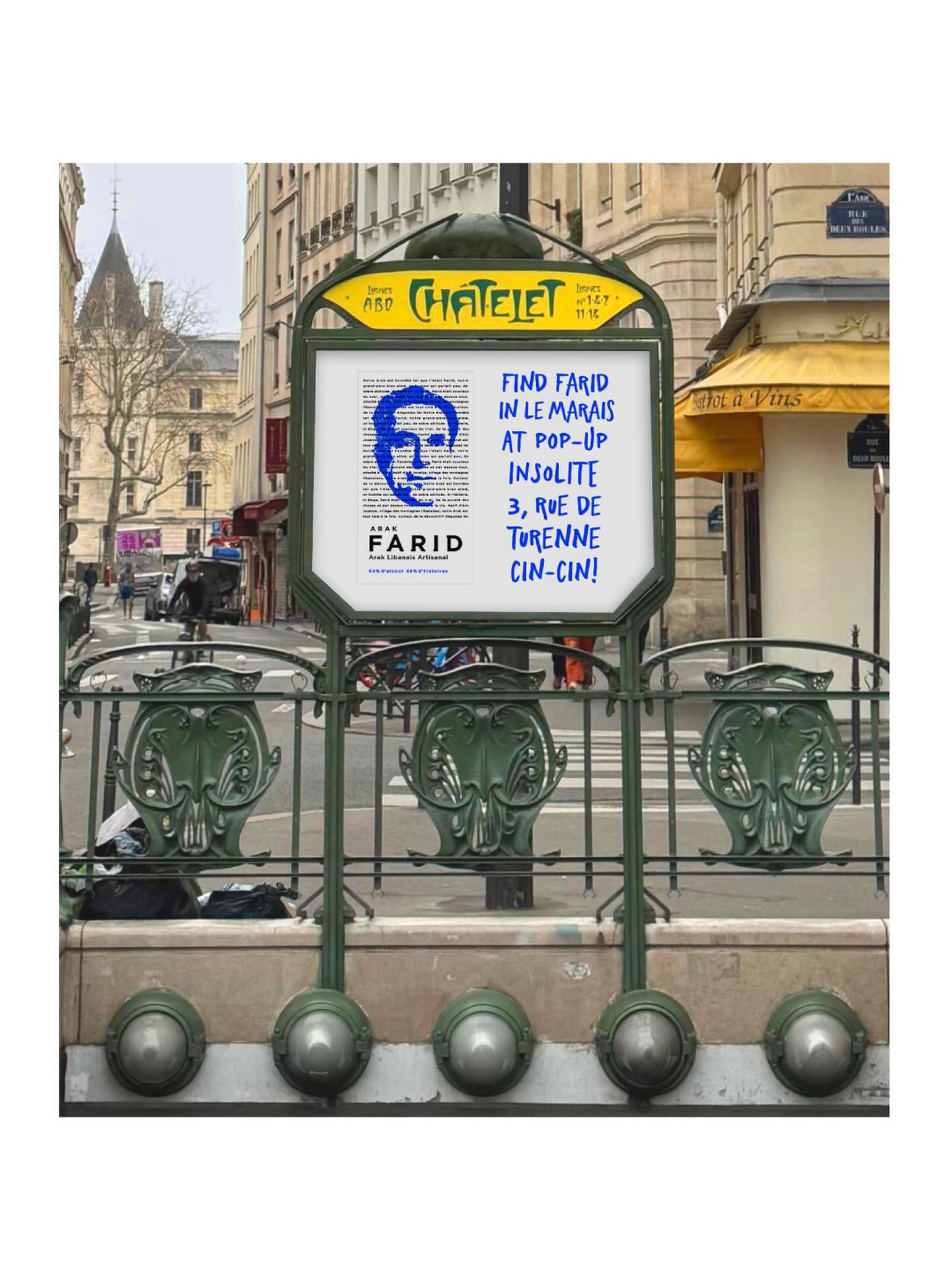 Find Farid in Le Marais, à Paris! 💙
Arak Farid en vente à emporter dans le Marais au pop-up insolite par @terroirsinsolites
📍 Chez Kēbi — 3 rue de Turenne, Paris 4
🚇 Temple, Oberkampf, Filles du Calvaire, Saint-Paul, Châtelet…
cin cin! 🥛