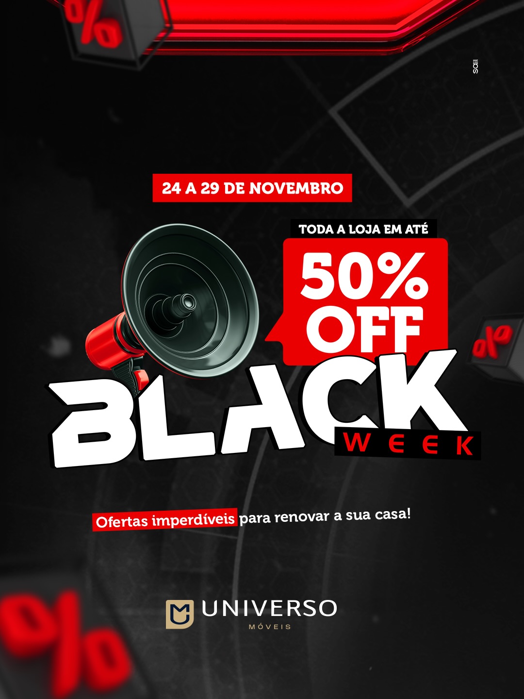 A Black Week da Universo Móveis está simplesmente imperdível! 🖤✨
A loja toda com descontos de até 50% pra você renovar cada cantinho da sua casa com muito estilo e conforto.
Se você está pensando em mudar o visual da sala, do quarto ou da cozinha, esse é o momento certo!
Passe na Universo Móveis e aproveite as melhores condições do ano.
Mas corre, porque é por tempo limitado! 🛋🔥
📍 Rua Paraná, 3479 – Centro – Cascavel
📱 (45) 99818-7287