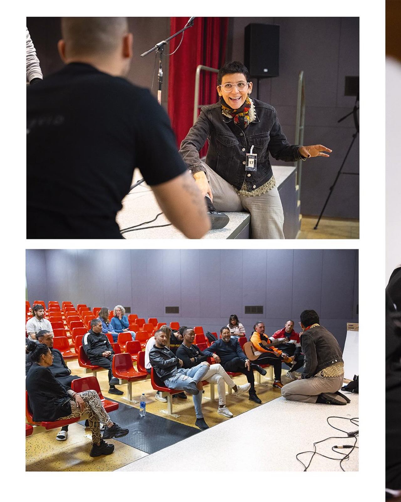 @sinergic_projecte al centre penitenciari Puig de les Basses amb @paulagrandemusic
Aquest any hem continuat oferint tallers i espais de creació i música al Centre Penitenciari de Figueres i aviat començarem també al Centre Penitenciari Can Brians.
Perquè creiem en el poder transformador de la música ☄️🫂🤍
📷 @annavilarru