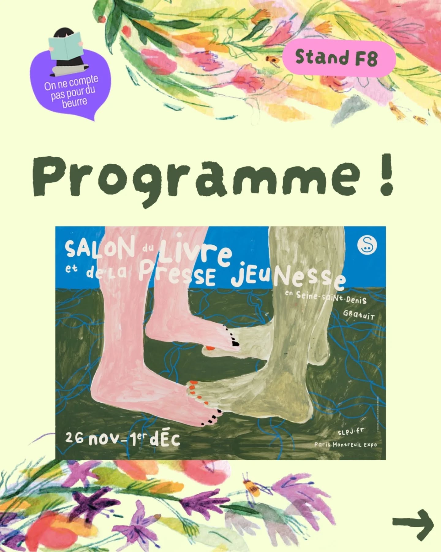 🌟 C’est THE moment de l’année pour nous rencontrer !!
Venez nous voir au stand F8 au 1er étage (stand Grand Est)
On vous a préparé un super programme de dédicaces, avec @chloevivares @marfoux @_annedory_ @marinecoutroutsios @loyeranne @mbd_illu @celiahousset
🎶 📕 Ne ratez pas notre formidable lecture musicale illustrée de Fille sauvage, le dimanche à 12h45 avec en guest @nabila_mekkid !!
À très vite ! 🌈