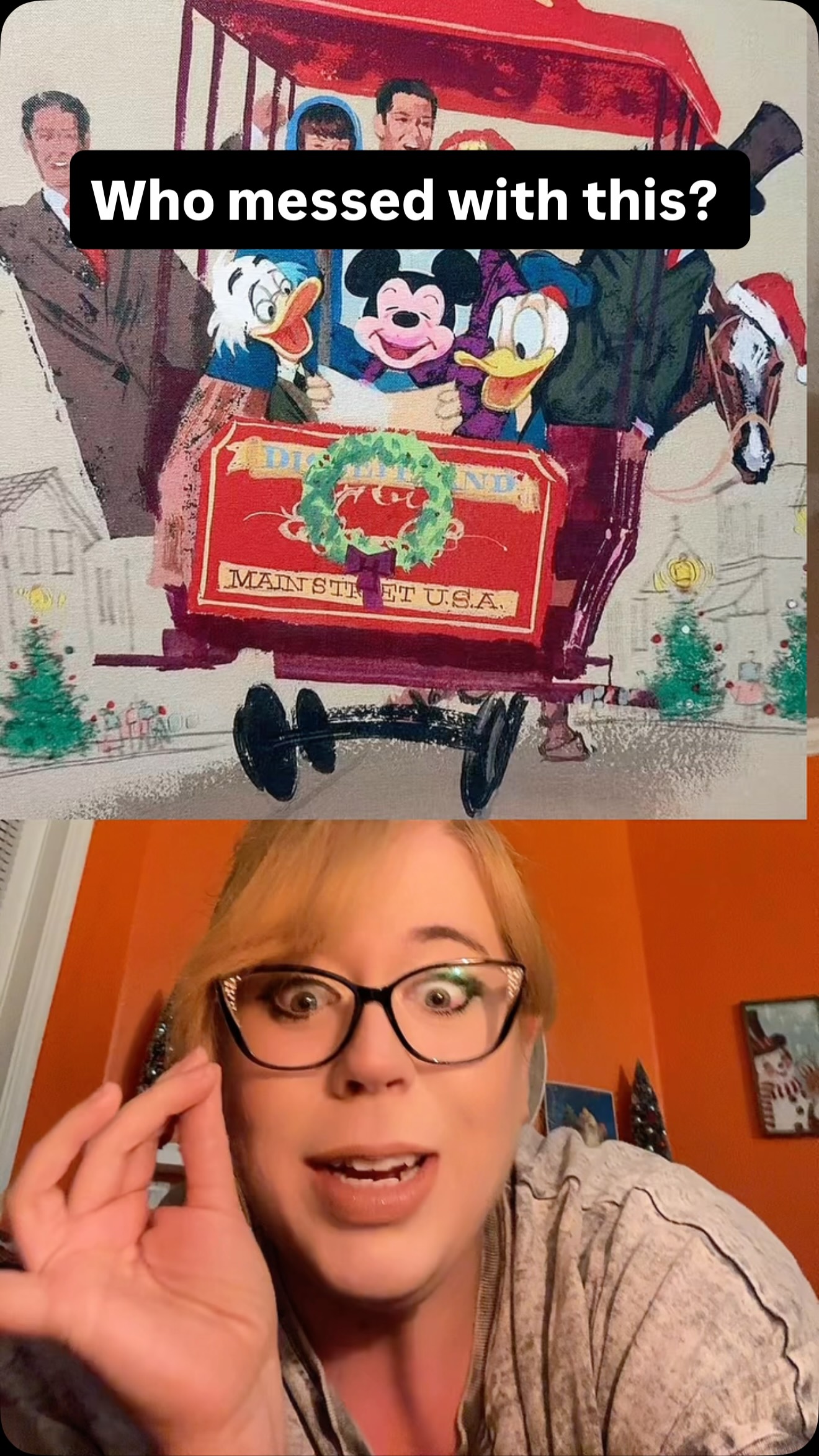 Am I wrong? What started out as a fun video of me, highlighting some art from the days of Disney’s Corporate Christmas cards. Turned south when I got home from my adventures in Hollywood Studios during Dapper Day. I’m now questioning all the art that I saw in the queue! I will say, Many of the other pieces are real. There is even an Olaf and Sven piece of ar done by Bill Schwab, Disney animator and character design supervisor for the movie Frozen. That one made me happy 🥰🎄⭐️ what do yall think? #hollywoodstudios #disneyanimation #disneychristmas #disneyworld #thedapperdanielle