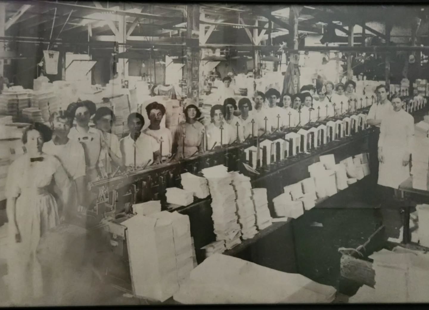 It's been a while since we posted a newly scanned photograph from the archives! Here's one taken inside the binding room of Rahway’s own Quinn & Boden Co. Book manufacturing plant.