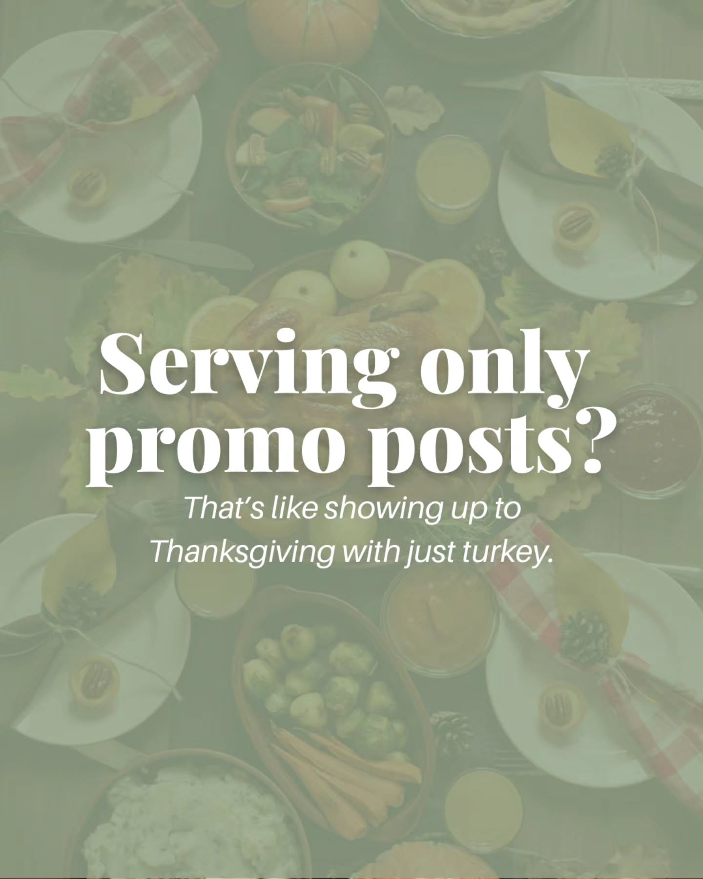 Ever sat down to Thanksgiving dinner and all that’s on the table is turkey? Yeah… awkward.
If your content strategy is all promo and no personality, that’s exactly what you’re serving.
This post breaks down how to build a well-rounded content feast with promo posts as your main dish, and a side of value, story, inspiration, and fun.
Because your audience doesn’t just want to know what you do, they want to feel connected to who you are.
👉 Swipe through to plate up your best content mix.
💬 Which “dish” are you best at serving right now?
#ThanksgivingMarketing #ContentStrategyTips #InteriorDesignMarketing #InstagramForDesigners #SocialMediaStrategy #ContentPlanning