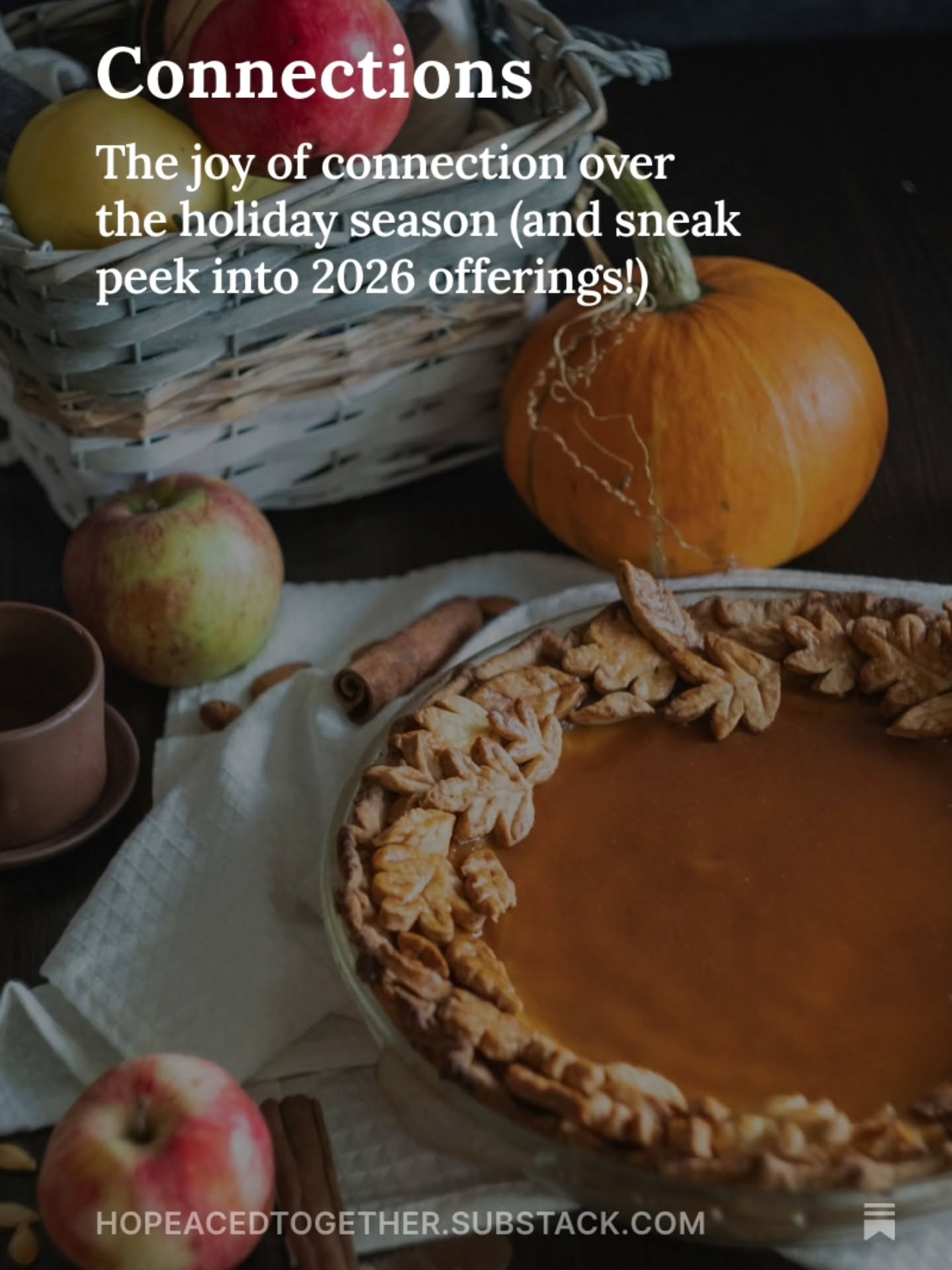 "The magic of the holiday season invites us to nurture our relationships with those we hold dear. Whether gathering around the warm glow of a fireplace with family, sharing laughs with friends, or participating in community events, these moments remind us of the joy of connection."
This article was well worth the wait today, as it includes all of my offerings for 2026. I look forward to connecting with you on Substack!
#mentalhealth #connection #relationship