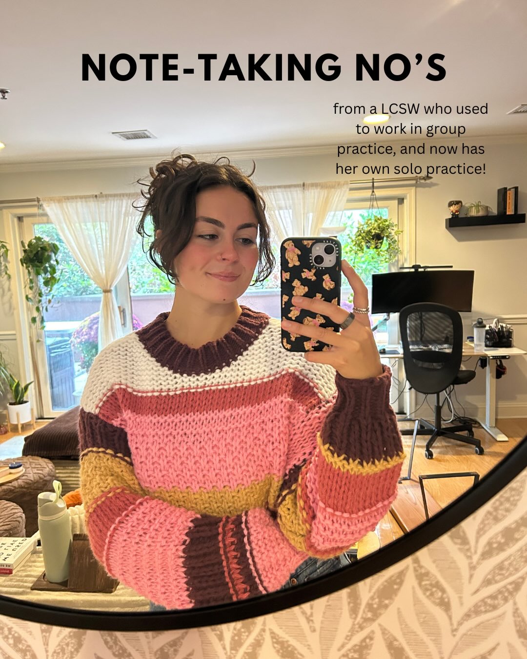 Notes and documentation are SO important in social work/when working in a therapeutic/service setting. It is helpful for clinicians, but also for clients, to have accurate and appropriate documentation. These are a few things that I will absolutely never put in my session notes. Even though I don’t take insurance, you NEVER know who will request notes from you and when, and client safety is #1! Instead of writing “Client discussed fears related to their pregnancy,” I will write “Client discussed recent anxiety related to current life stage.” With the current administration, it is crucial to be extra mindful of what you are putting in your notes!
Post idea inspo from @lizrheatherapy 💓