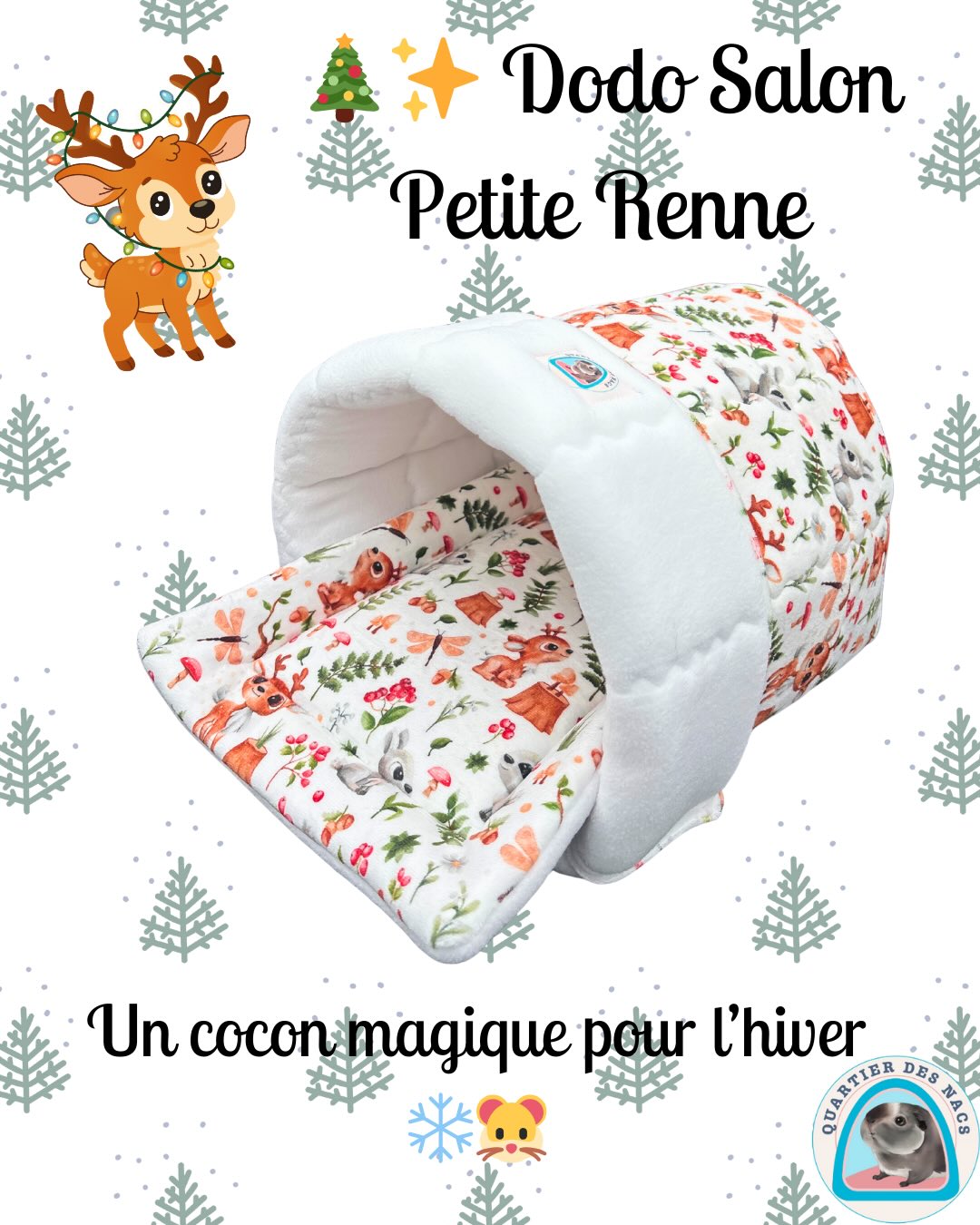 🎄✨ Le Dodo Salon – Petite Renne Aquarelle est enfin là !
Un couchage doux, chaud et tellement mignon pour accompagner vos petits compagnons tout l’hiver.
Confectionné dans un tissu polaire imprimé “Petite Renne Aquarelle” et une polaire douce et cosy blanche, il offre un espace rassurant et confortable.
Le must ?
🛏️ Son coussin épais super absorbant : moelleux, stable et idéal pour garder votre lapin ou cochon d’Inde bien au sec. Parfait pour les siestes cosy ou les longues nuits d’hiver ❄️
Un dodo pensé avec amour, sécurité et douceur.
Un incontournable de la Collection Noël Quartier Des Nacs 🎁
Disponible maintenant sur la boutique.
👉 Abonne-toi pour découvrir toutes nos nouveautés douillettes et profiter des exclus en avant-première !
Et toi, ton loulou préfère quel type de dodo : bien enveloppant ou plutôt ouvert ?
N’oublie pas d’utiliser ton code promo : NOEL10 pour profiter de 10% sur ta commande 🎄
Prenez soin de vos animaux avec Quartier Des Nacs🐾
#cochondinde #lapin #chinchilla #animauxdecompagnie #bienetreanimal❤️ #bienetreanimal #noel #furet #chien